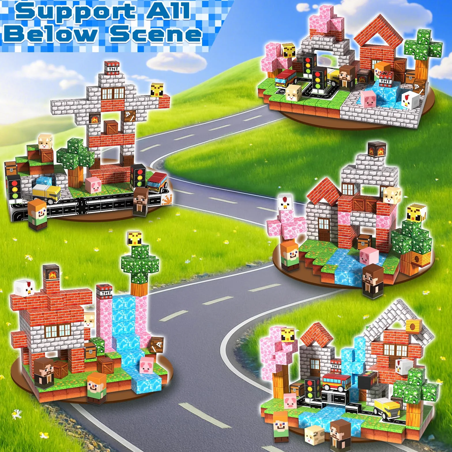 Blocs Magnétiques 200 Pièces Jeu de Construction pour Enfants 3-7 Ans