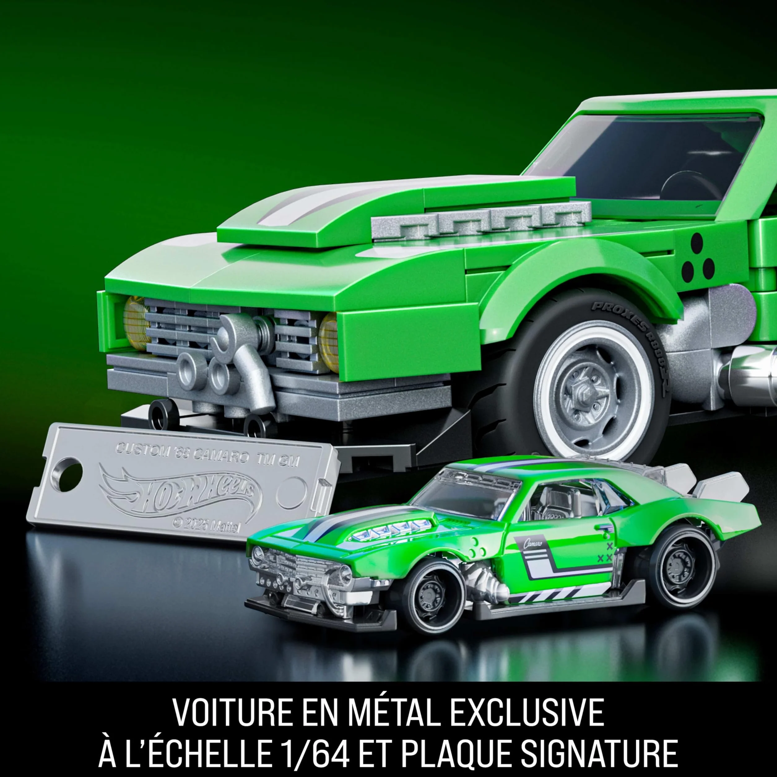 Mattel Brick Shop Hot Wheels Coffret de Construction Custom Camaro 1968, 289 Pièces, Série Speed, JFT16