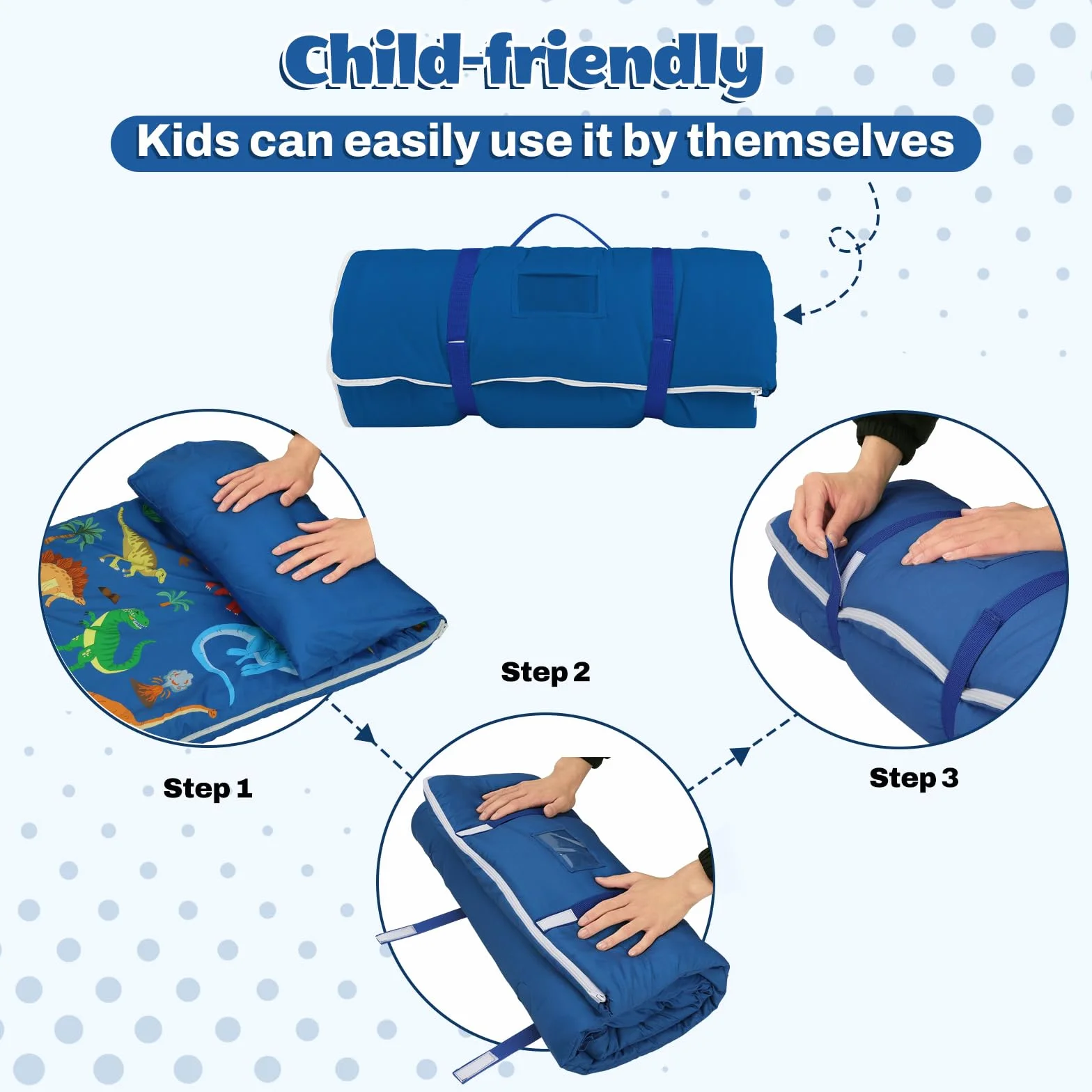 Sac Couchage Enfants 150x60cm avec Couverture et Oreiller Amovibles Léger Garcon Fille 3-7 Ans Voyage Camping