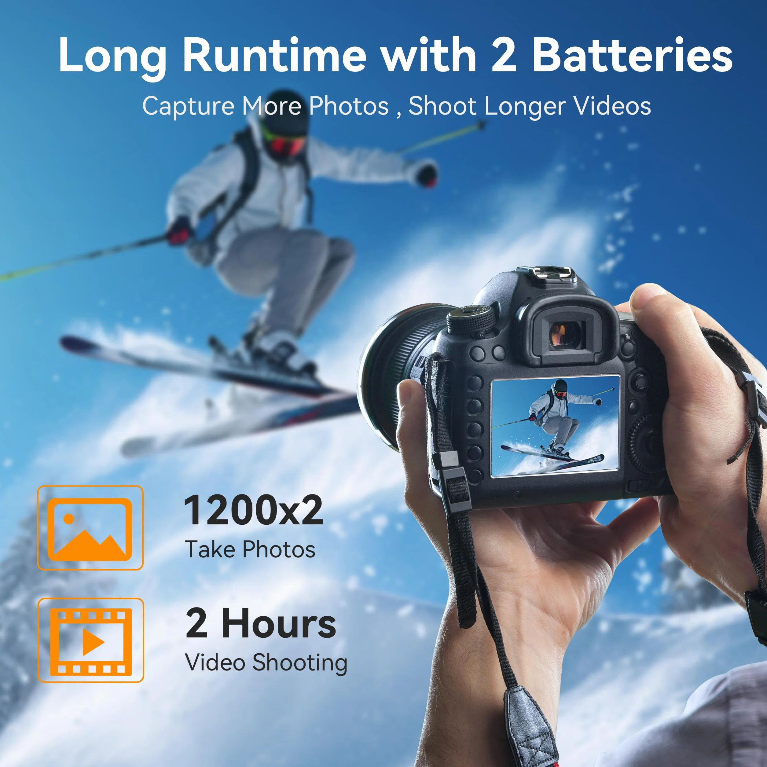 ENEGON Triple Chargeur Kit 2 Batteries Lithium-ION pour Hero 12/11/10/9 Noir