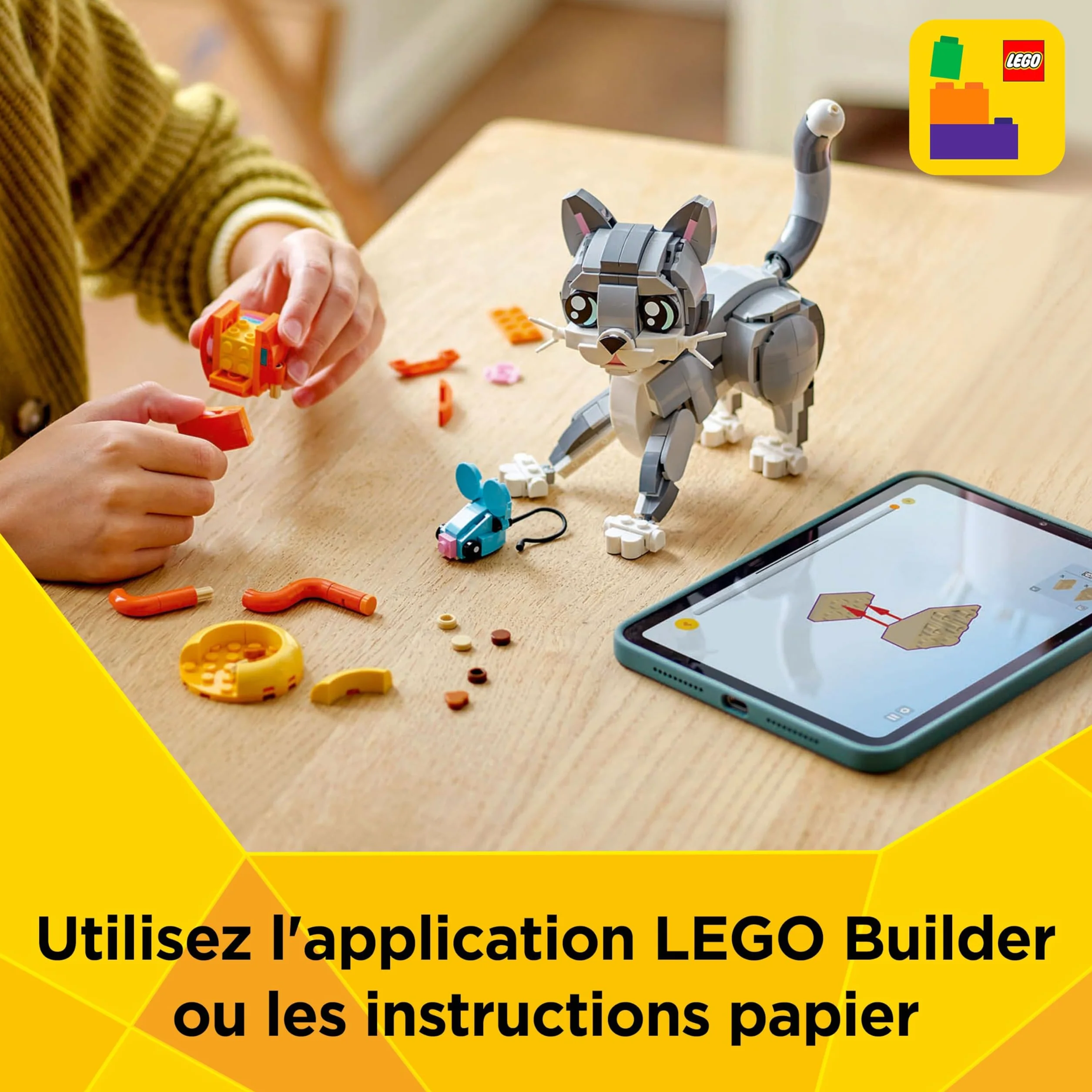 LEGO Creator 3-en-1 Le Chat Joueur 31163 Figurine Animal Transformable Chien Pigeon Cadeau Enfant 8 Ans