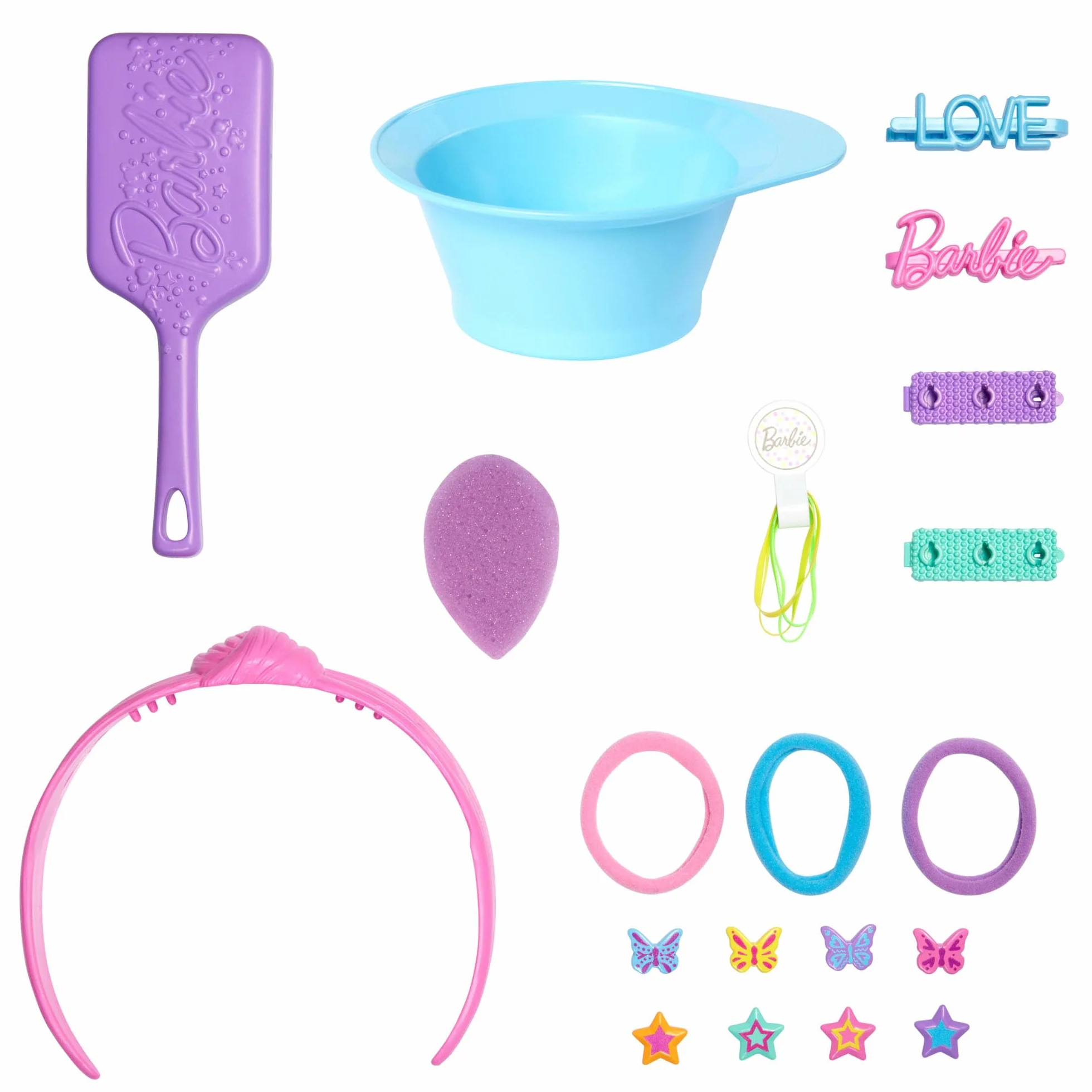 Barbie Tête à Coiffer Color Reveal cheveux blonds 20 accessoires coiffure barrettes étoile papillon changement couleur JFG81