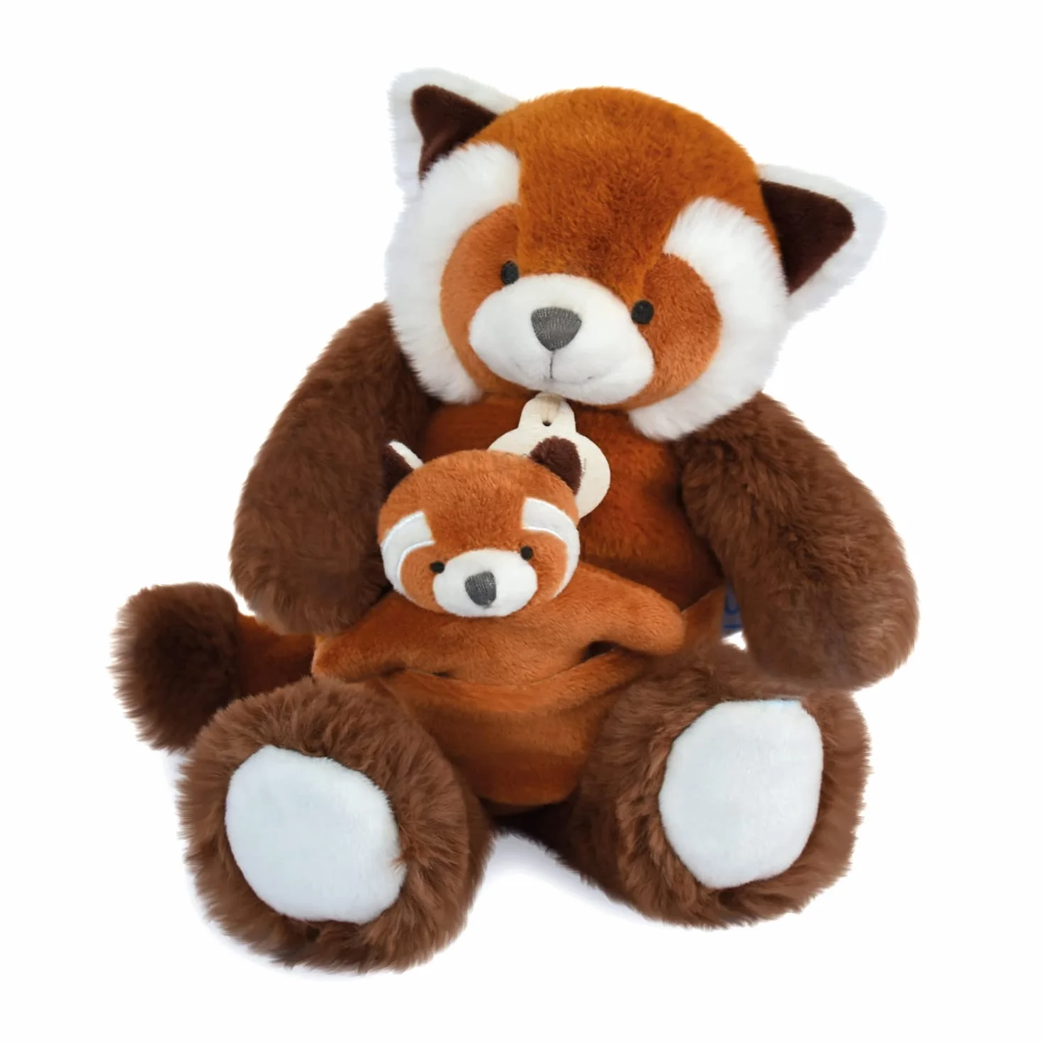 Peluche Panda Roux 25 cm Marron - DOUDOU ET COMPAGNIE - Avec Bébé - Boîte Cadeau - Collection UNICEF