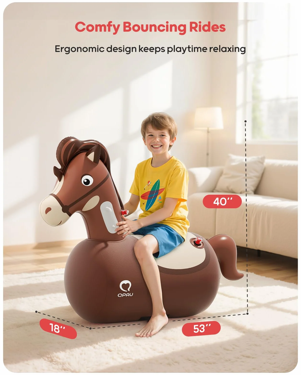 Cheval à Sauter Gonflable 100 kg Capacité pour Enfants Adultes Palleur Géant Résistant