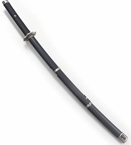 Katana Yubashiri One Piece Black en Bois - Épée Zoro avec Presentoir