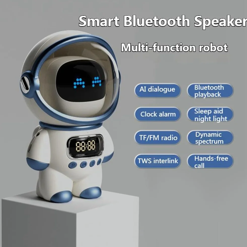 Robot AI Intelligent Haut-Parleur Bluetooth Boîte Sonore Réveil FM Radio