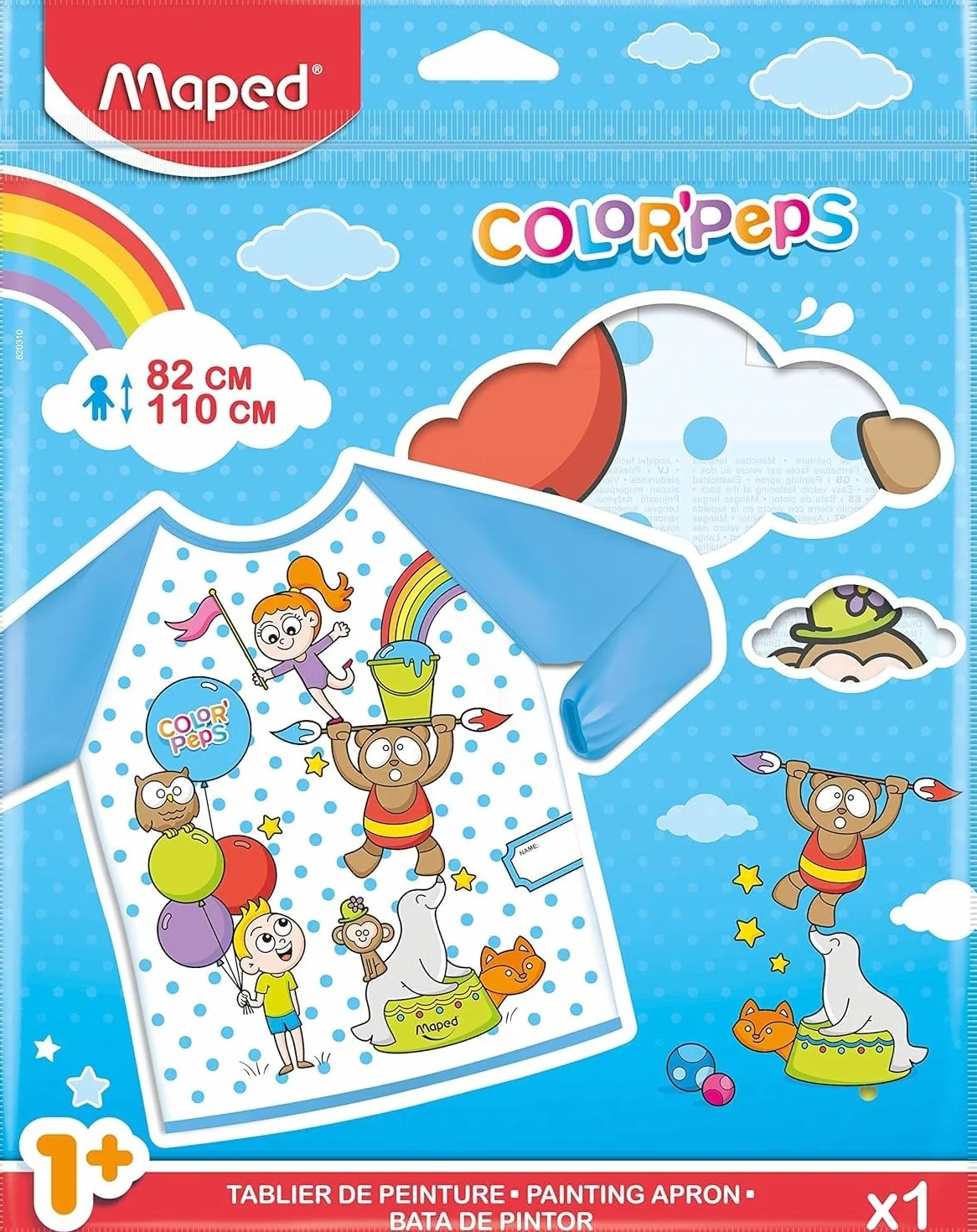 Maped Color'Peps Tablier de Protection Enfant 18 mois-5 ans Imperméable Peinture Loisir Créatif