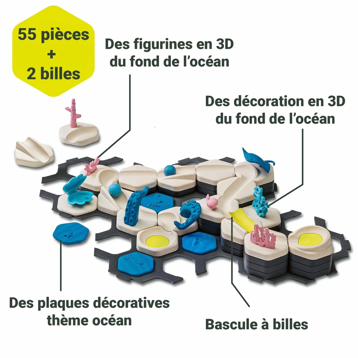 Ravensburger GravitraX Junior S Ocean Piste à Bille Extensible Enfants, Marbre Écologique
