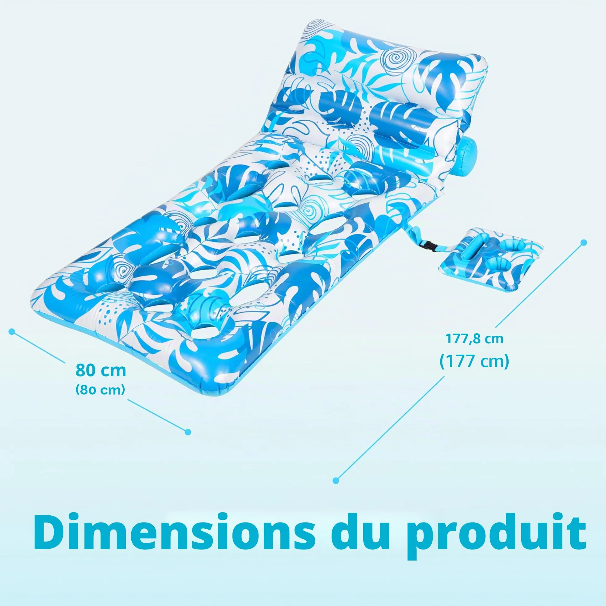 SLOOSH Matelas Gonflable pour Adultes, Transat de Piscine avec Dossier Réglable et Porte-Gobelets, Bouée Flottante pour Bronzage