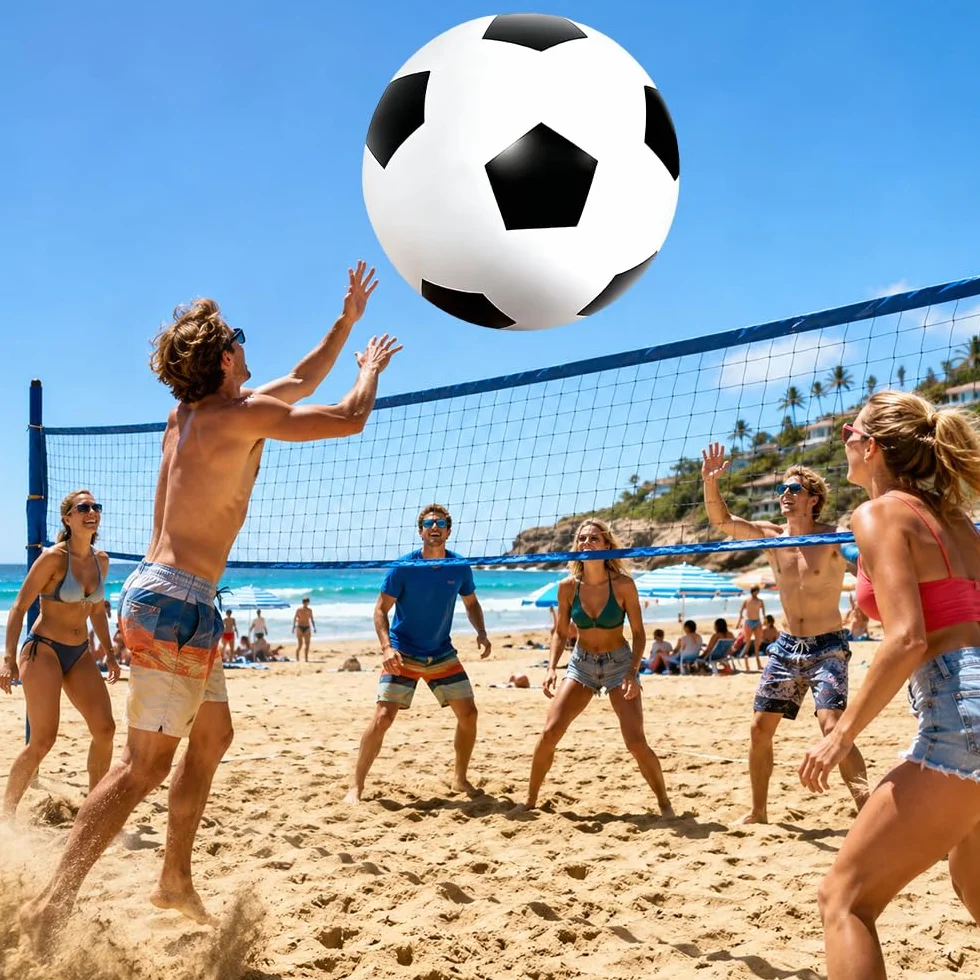 Grand Ballon de Football 100 cm, Ballon Gonflable XXL avec Pompe, Noir et Blanc