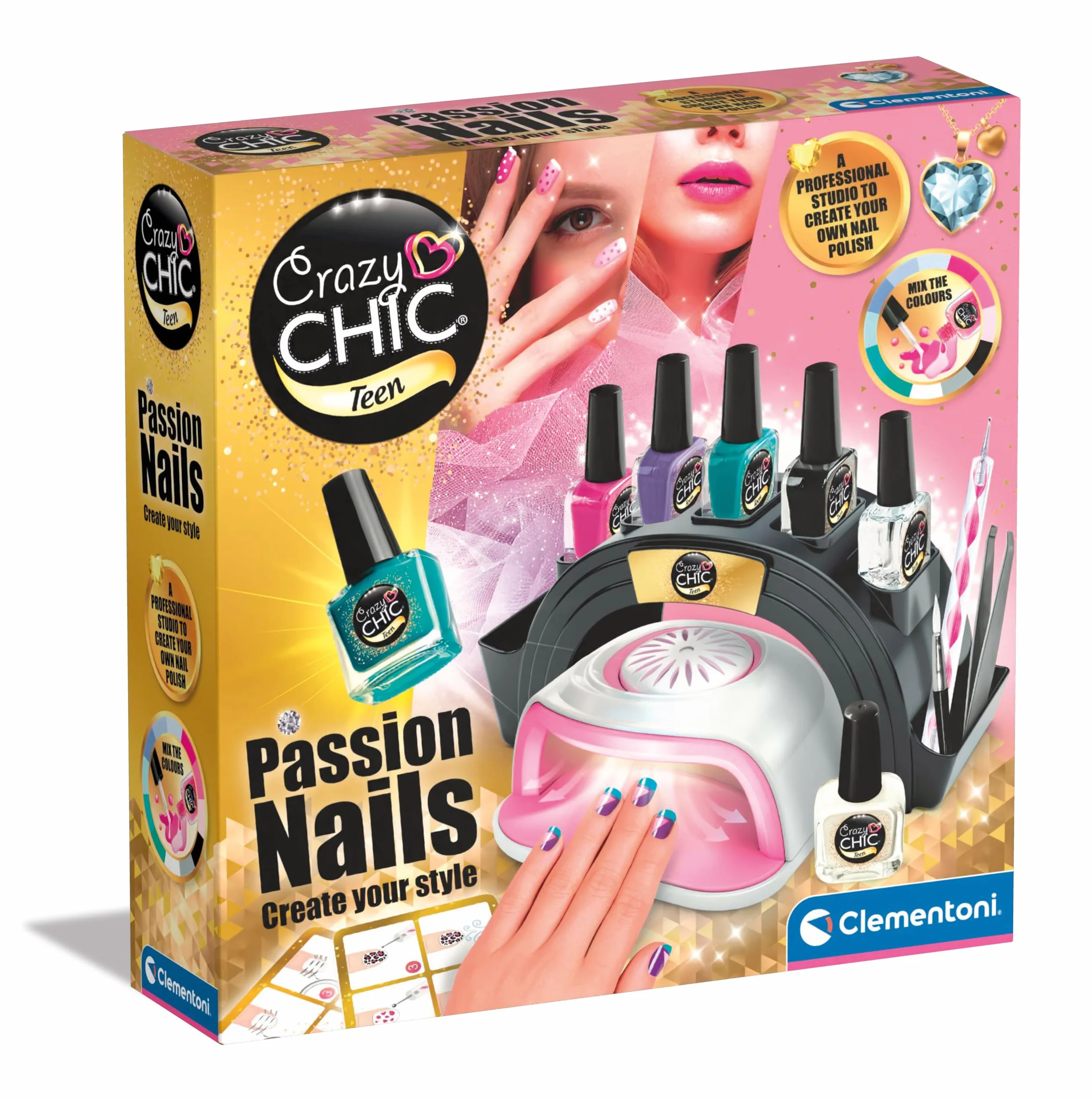 Crazy Chic Passion Nails Coffret Manucure avec Sécheuse à Vernis 9 Ans+
