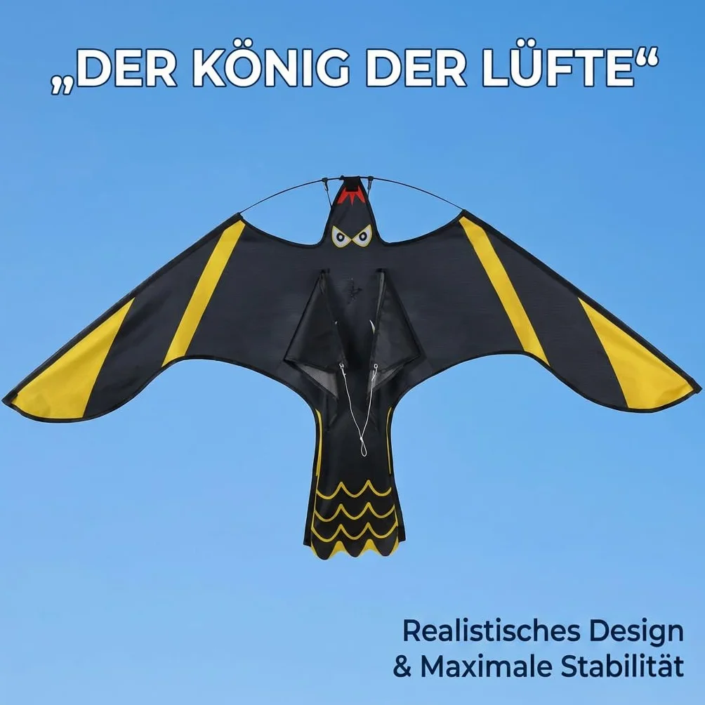 Épouvantail télescopique cerf-volant réaliste 1,4 m résistant au vent répulsif oiseaux anti-pigeons pour jardin ferme