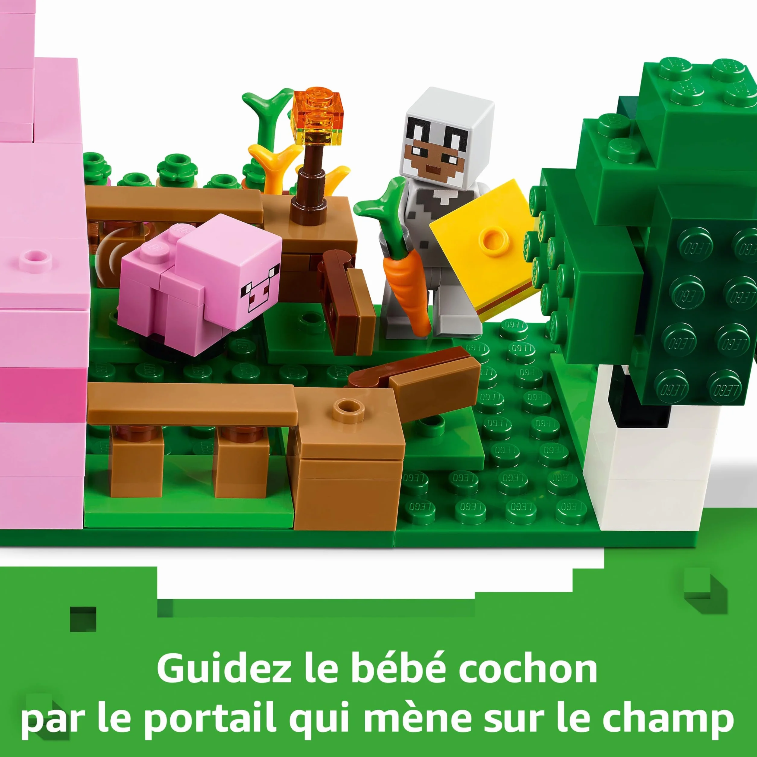 LEGO Minecraft La Maison de Porcelet 21268 Jouet de Construction Figurine Héros Mobs Ferme Biome Forêt Cadeau 7 Ans
