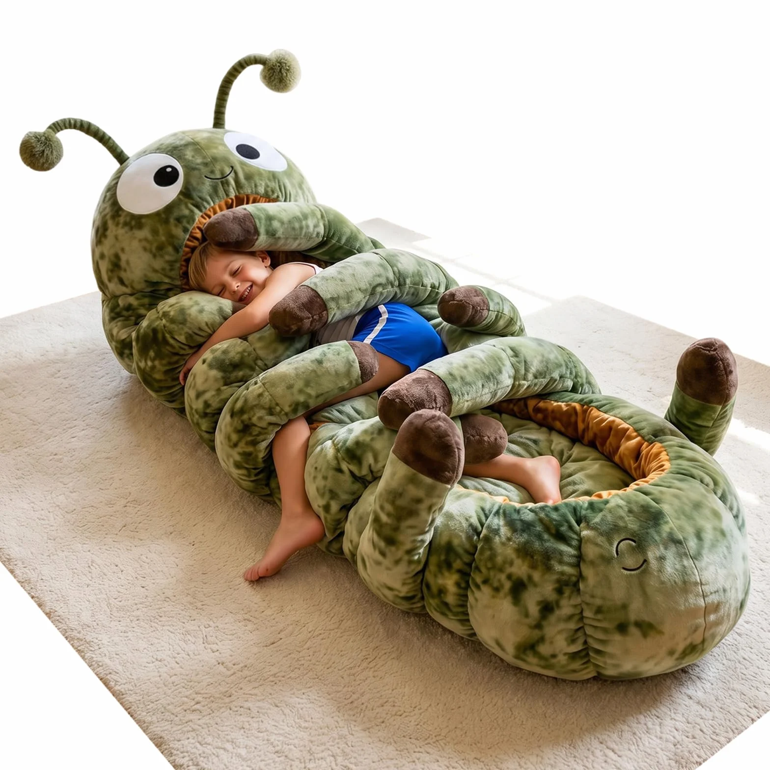 Sacs de Couchage Caterpillar Cocon en Peluche Léger Portable Multifonction