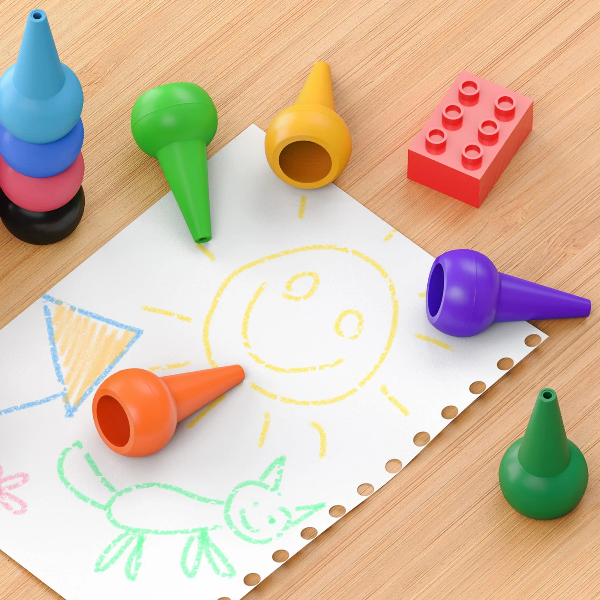 WATSABRO Crayons à Doigts 12 Couleurs Lavables Naturels pour Bébé Enfants