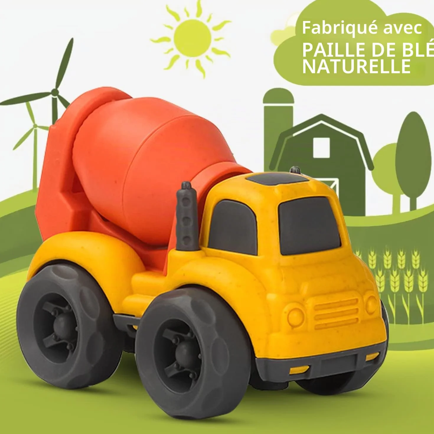 Petite Voiture Enfant 2 Pièces Mini Voiture Jouet Camion Plastique Biologique Voiture Enfant Garçons Filles Jouets Sable Véhicules Friction Vert 1 2 3 Ans