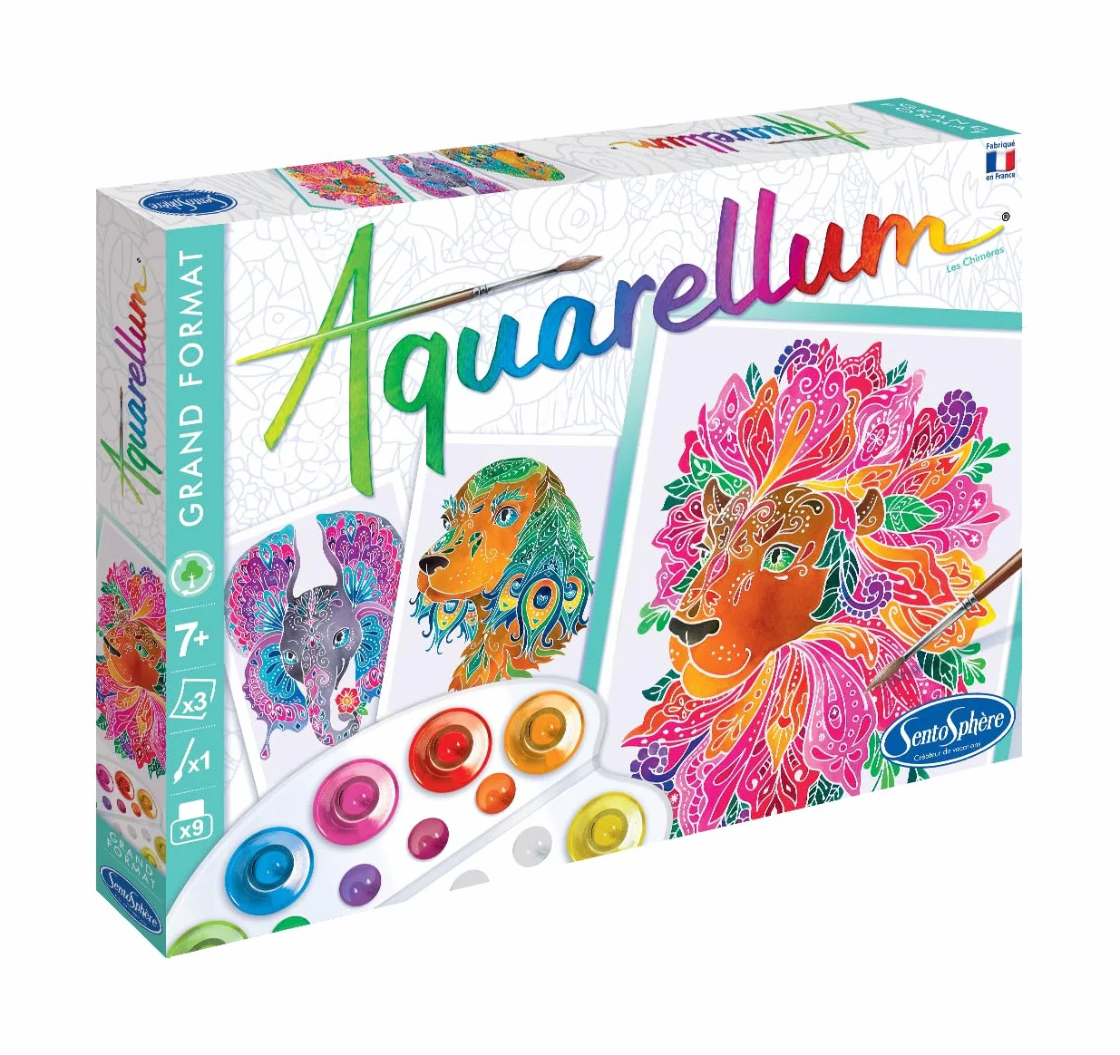 Sentosphère AQUARELLUM CHIMERES Kit peinture Aquarellable Magique 7 ans Fabriqué en France
