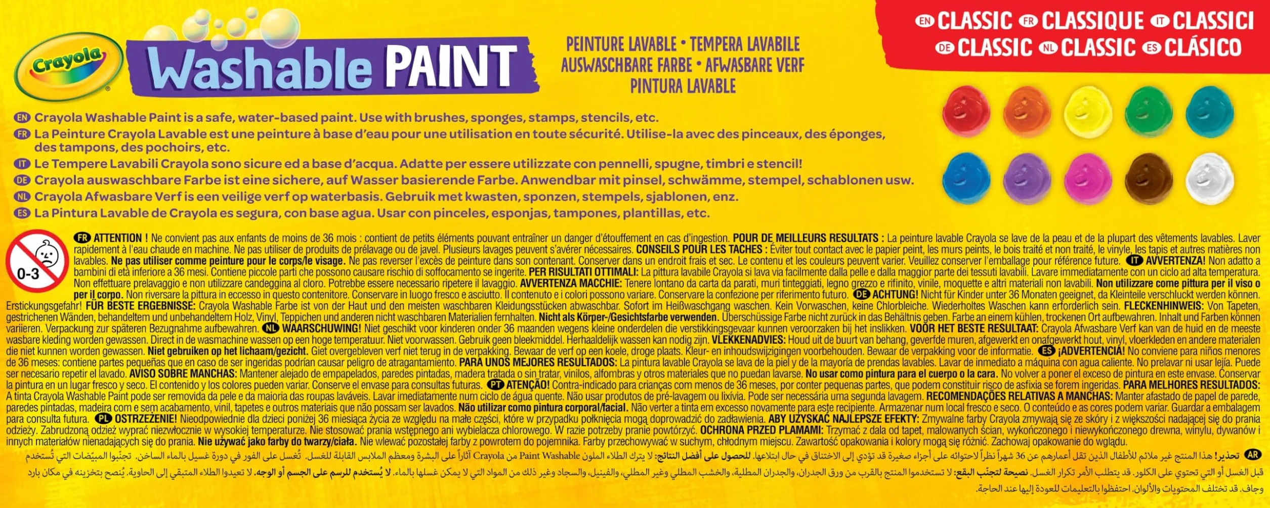CRAYOLA Kit de 10 Mini Pots de Peinture Lavable, 10 Couleurs, 59ml