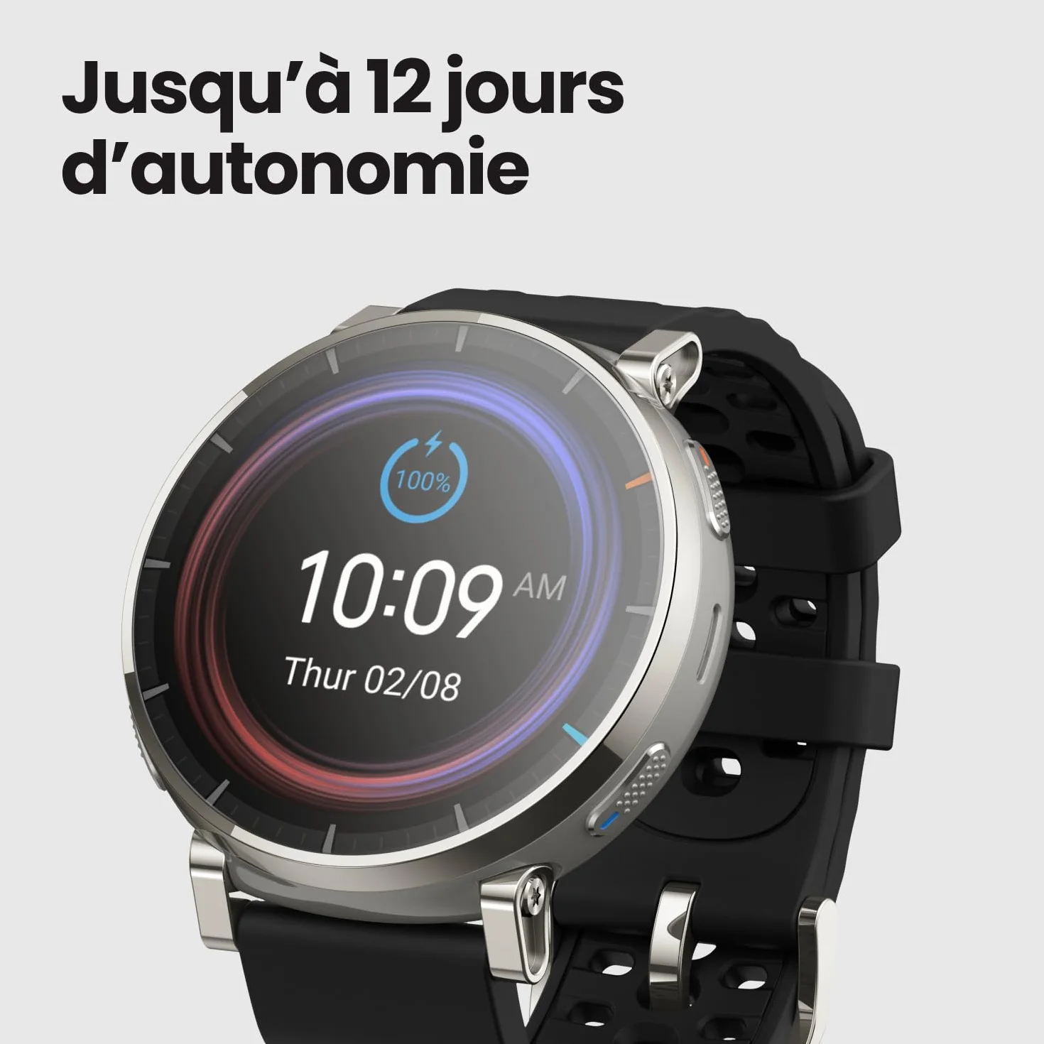 Amazfit Active 3 Premium Montre Connectée GPS Running Écran AMOLED 1,32" Saphir Autonomie 12 Jours 4 Go NFC 5 ATM Smartwatch Android iPhone