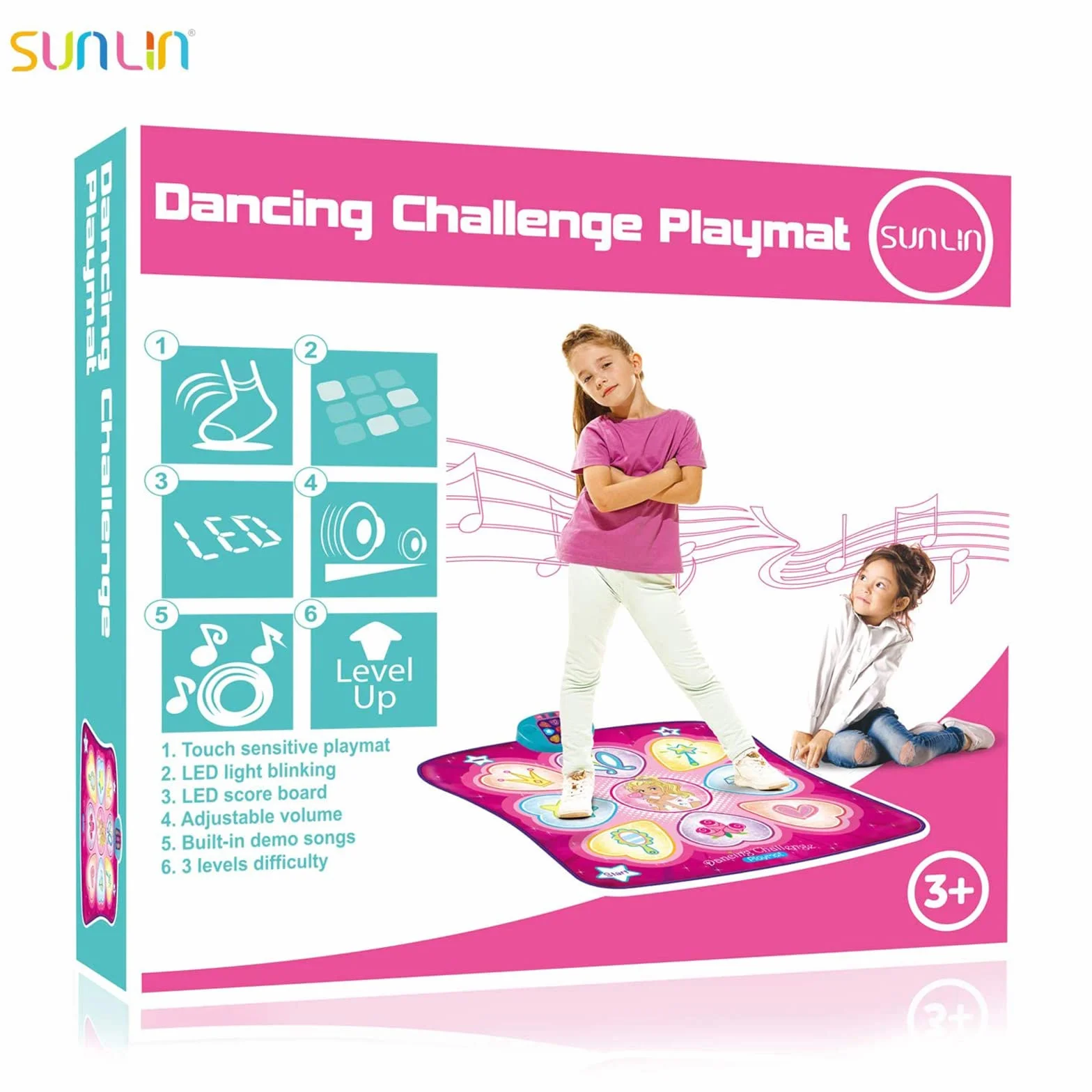 Tapis de Danse avec Lumières LED pour Enfants Filles - Jeu de Danse Cadeau, Volume réglable, Musique intégrée, 3 Niveaux de Défi (3-12 Ans)
