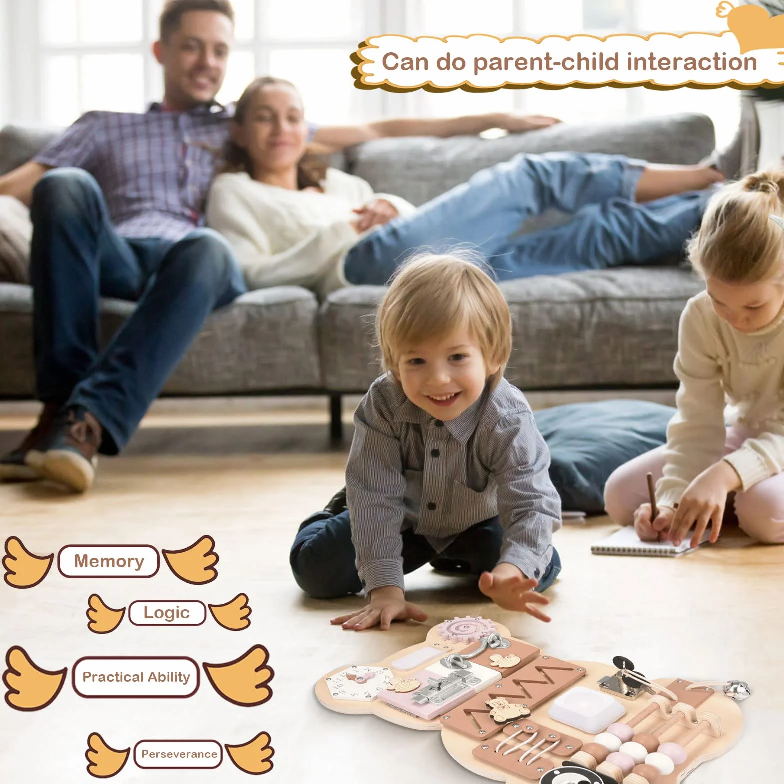 Busy Board Tableau Activité Montessori Jouets en Bois Sensorielle pour Tout-Petits