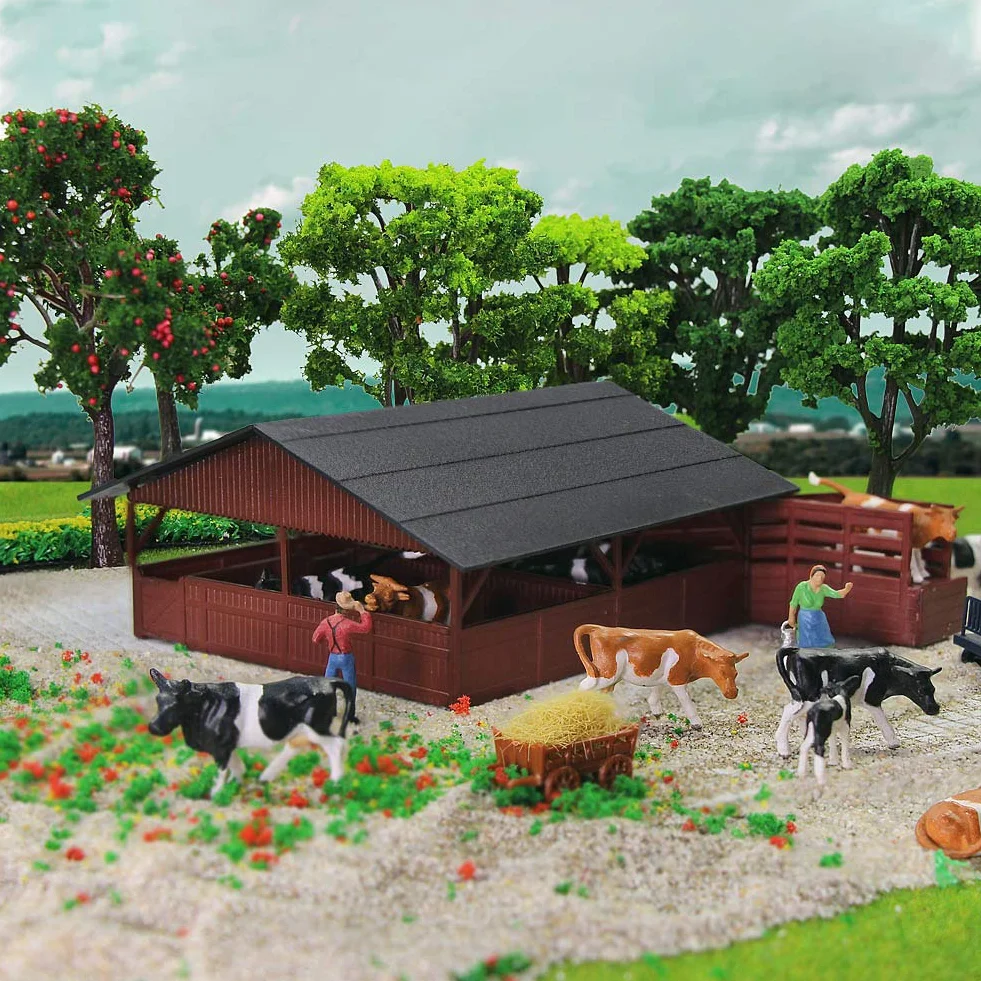 Farm Animals Figure Toys Set 1:87 HO Scale Model Cows Figures 36PCS Miniature Landscape