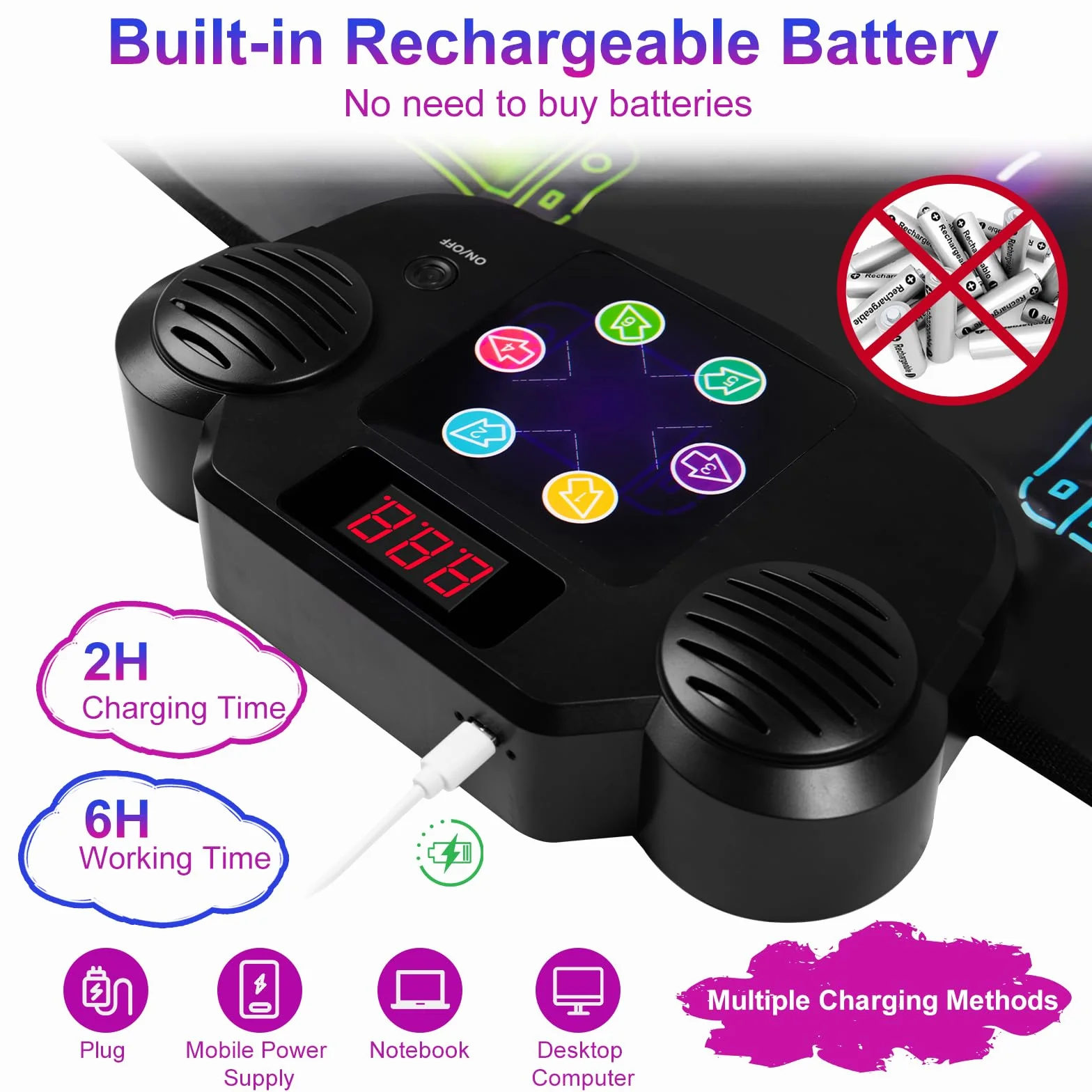 Tapis de Danse pour Enfants 3-8 Ans, Rechargeable Bluetooth avec Batterie Grande Capacité, Musique Lumière