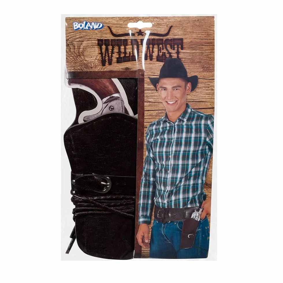Boland Licol et ceinture de cowboy 114 cm similicuir marron foncé Far West