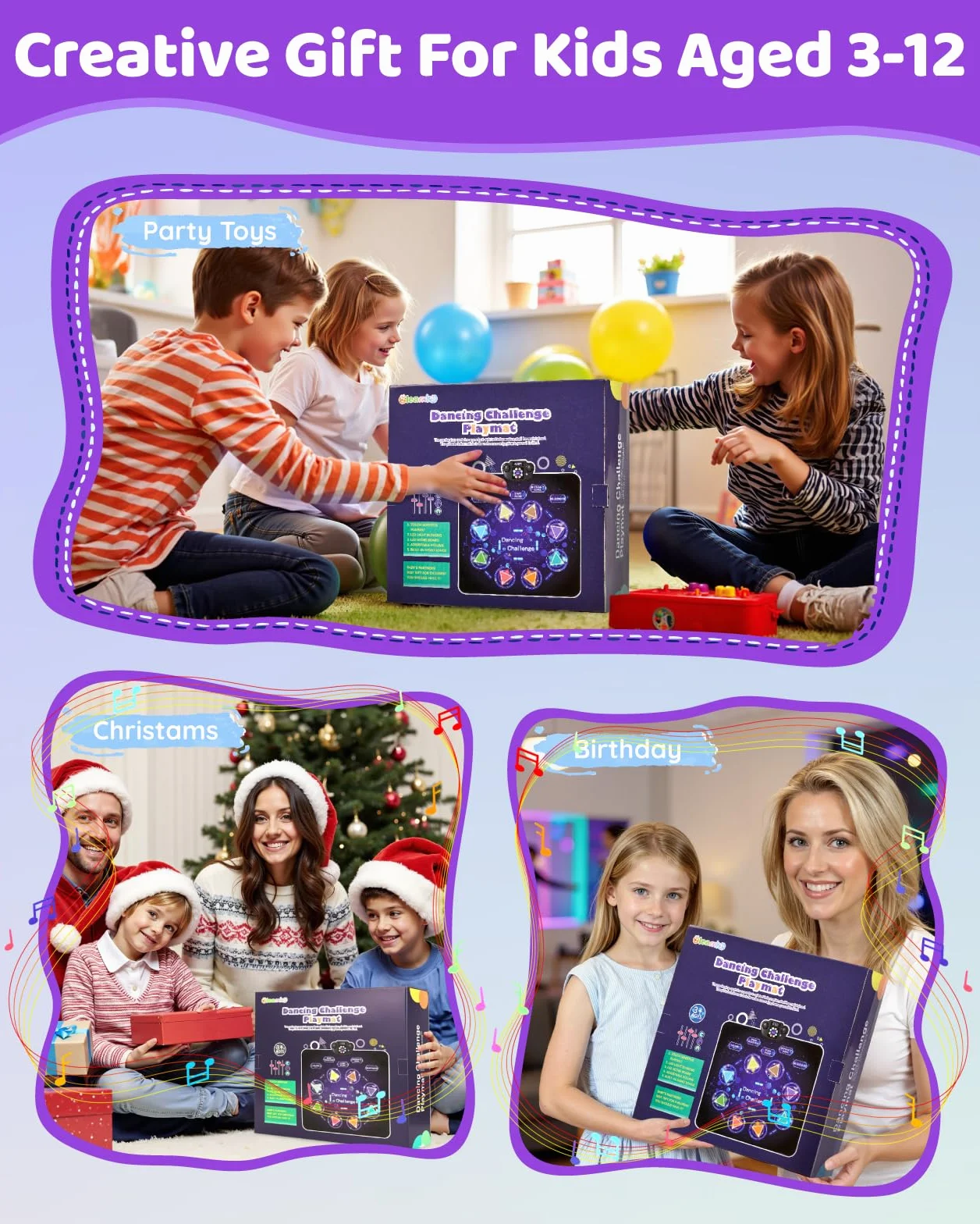 Gleamkid Tapis de Danse Bluetooth pour Enfants, Lumineux 8 Flèches, 8 Modes, 3 Niveaux, Volume Réglable