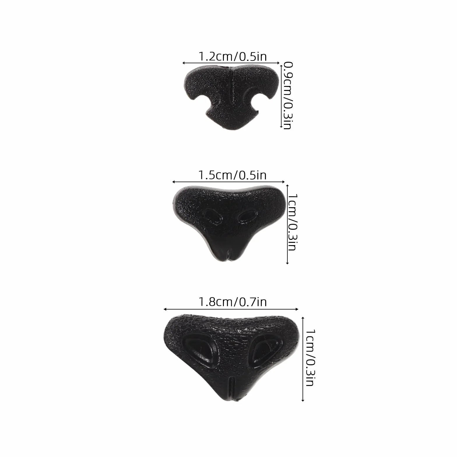 Veemoon Lot de 60 Nez de sécurité pour Animaux Crochet 13 mm 15 mm 18 mm