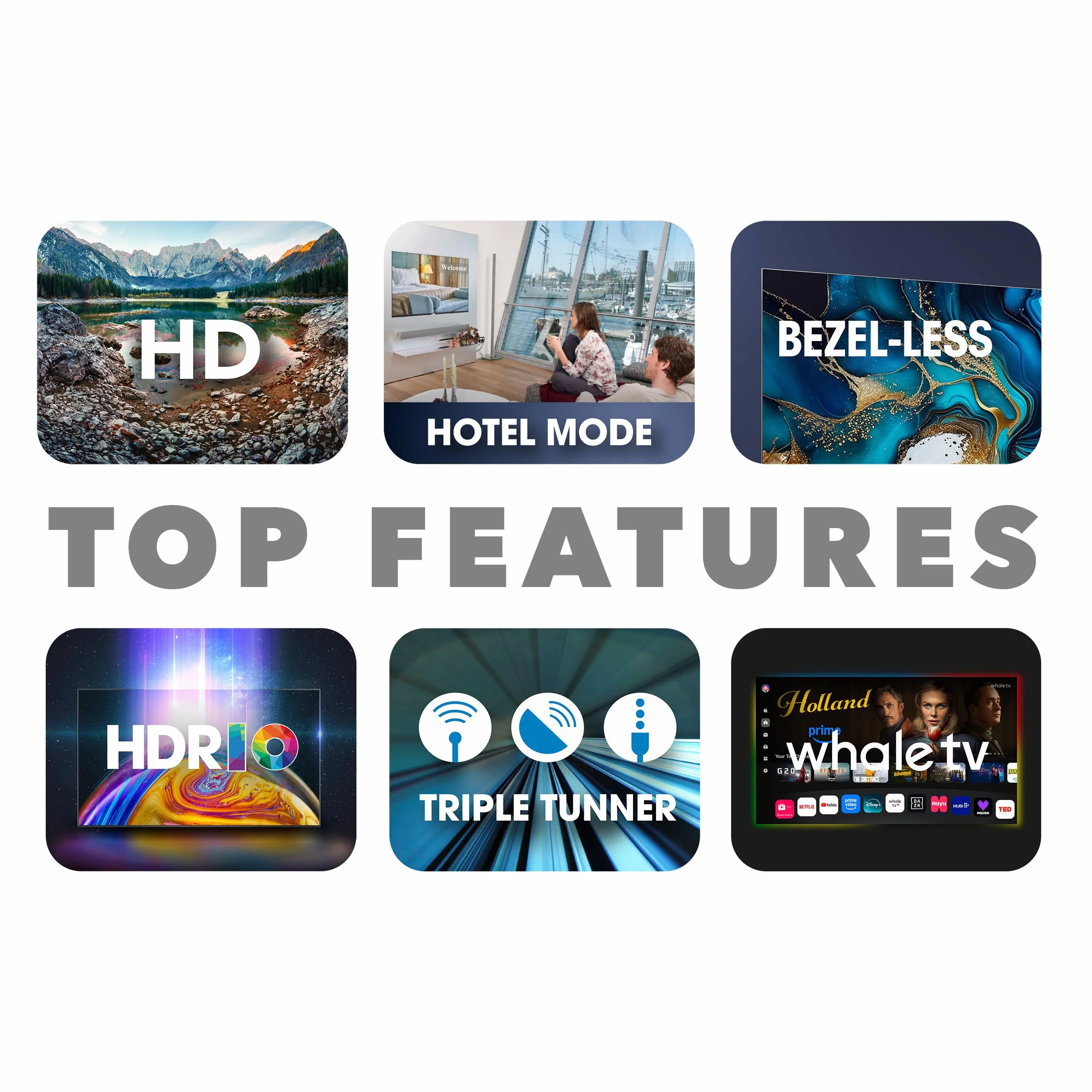 Smart Tech TV LED HD 32" (80 cm) Smart TV Whale OS z Molotov, Netflix, Prime Video, Disney+, 2xHDMI, 2xUSB, Dolby Digital+