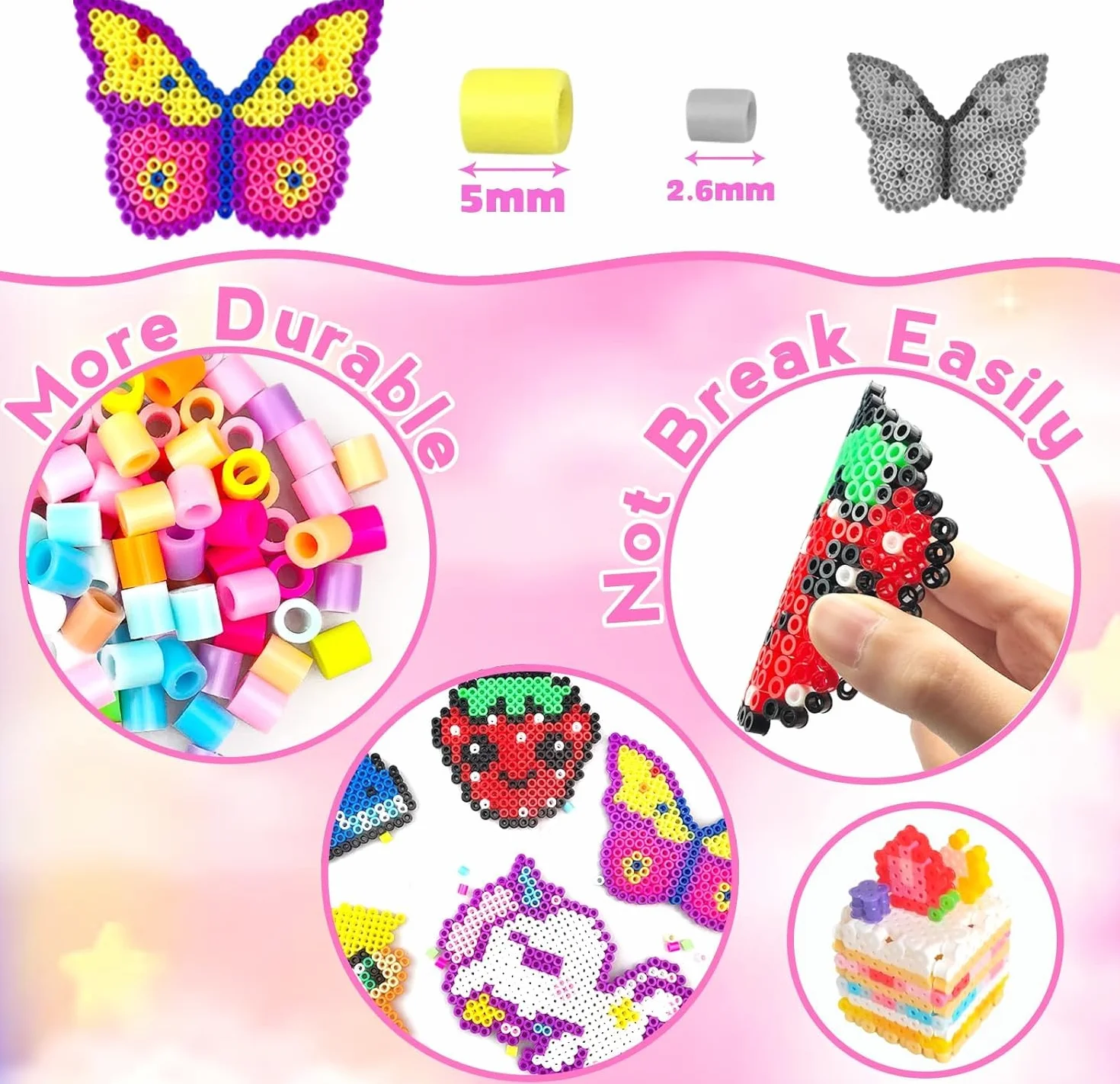 Perles à Repasser 5mm 48 Couleurs avec 2 Boîtes de Rangement et Accessoires DIY Bijoux