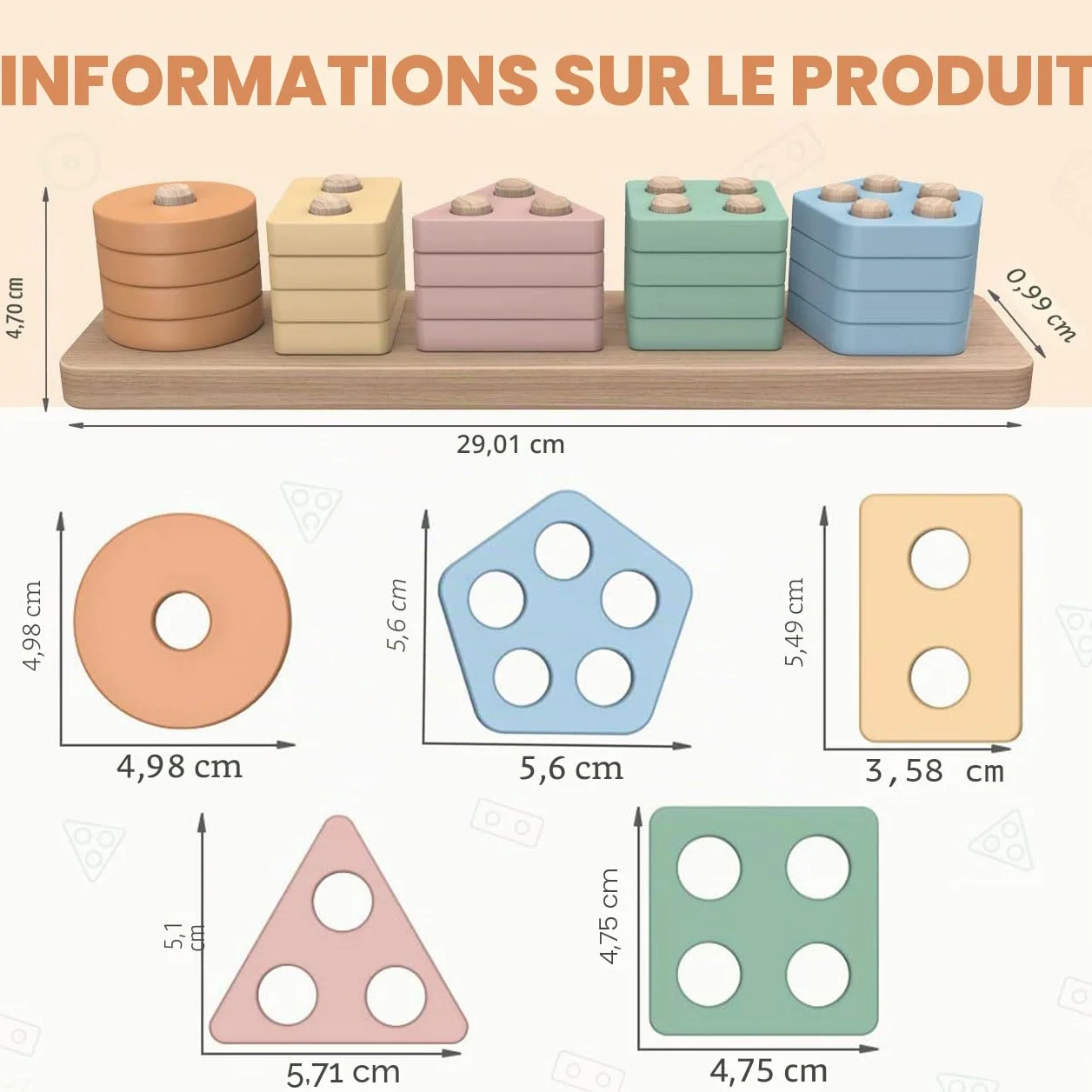 Jouets Puzzle en Bois Montessori 1 2 3 Ans, Jeu d'Activité et Développement pour Enfants 1 an