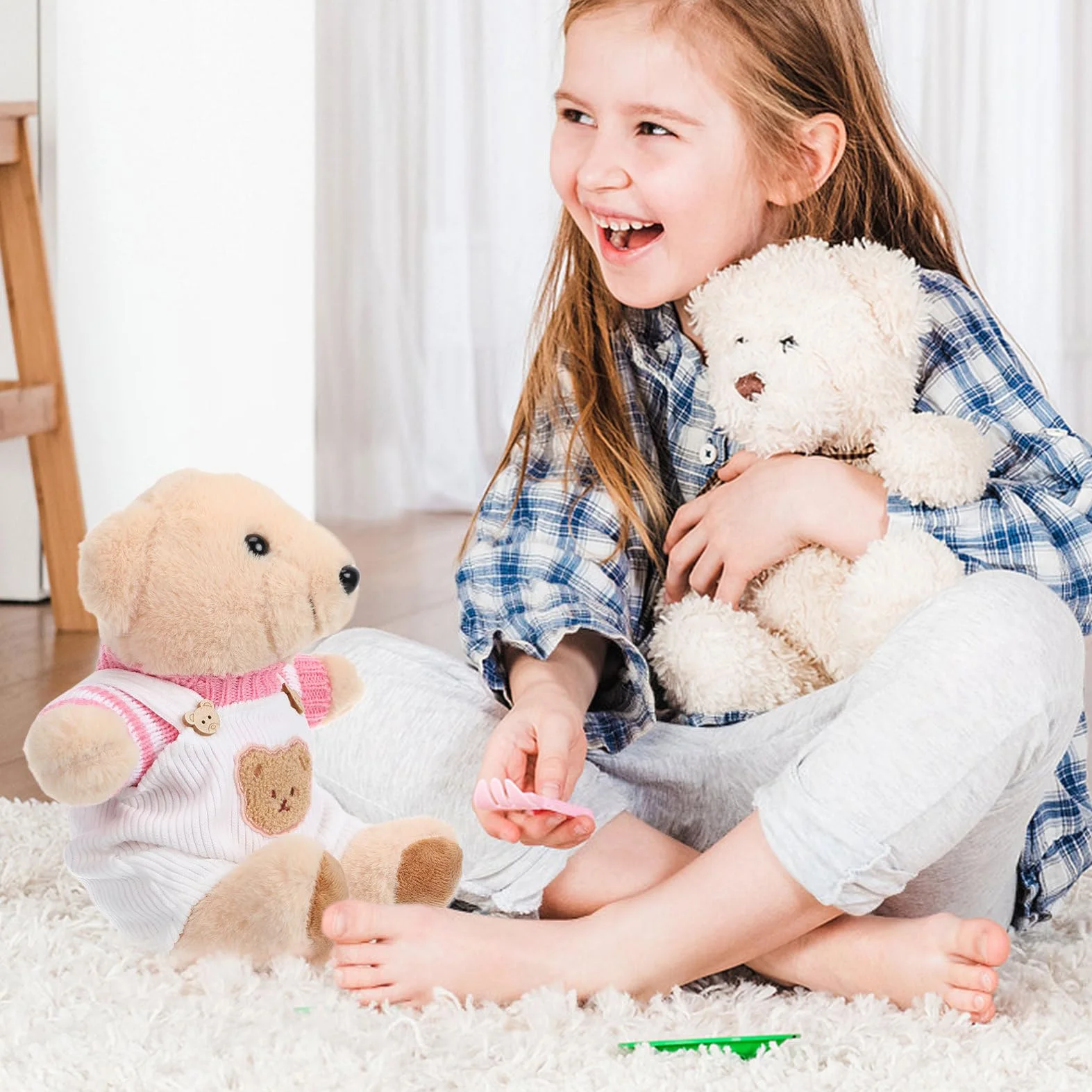 BESTonZON Vêtements pour Peluches Ours 30 Cm 2 Ensembles Confortables avec Pantalon À Bretelles Et Pull