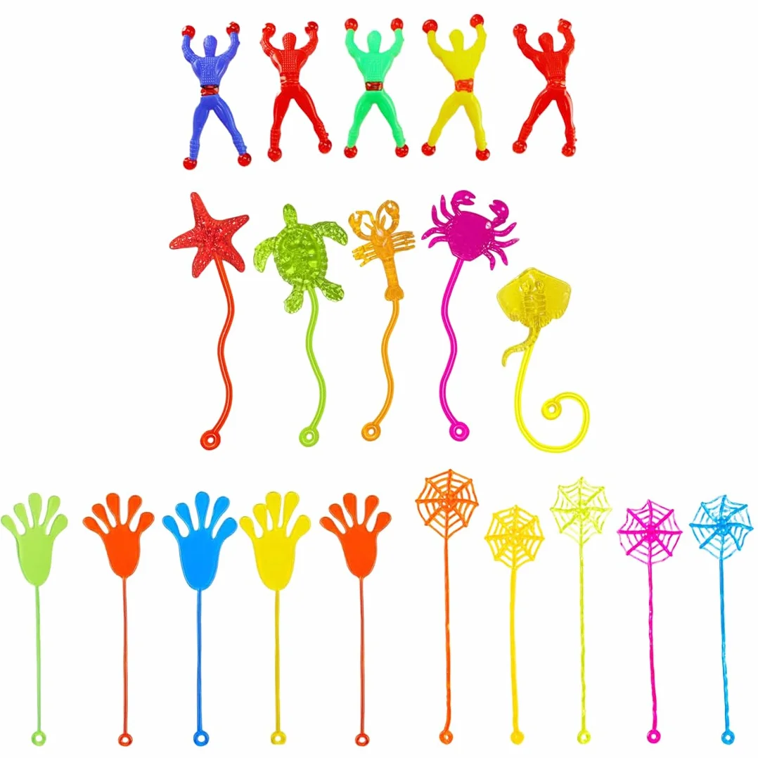 Lot de 20 jouets collants pour fêtes - Animaux marins, grimpeurs muraux