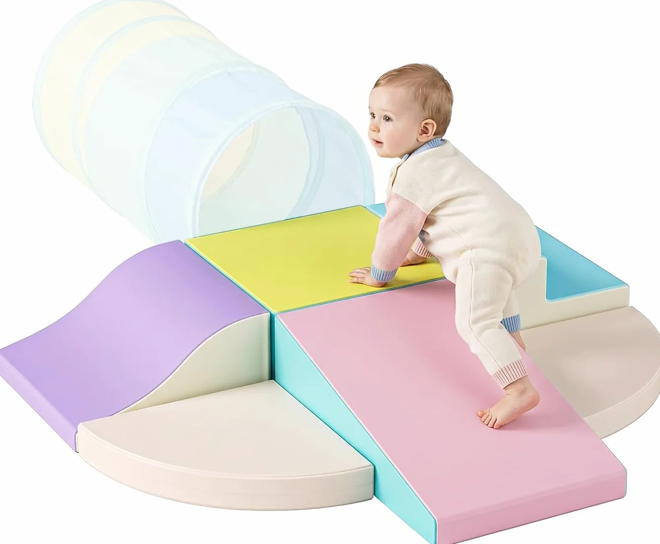 Blocs de Construction Souples en Mousse, Jouets d’Éveil Motricité pour Bébés 12–36 Mois, Antidérapants