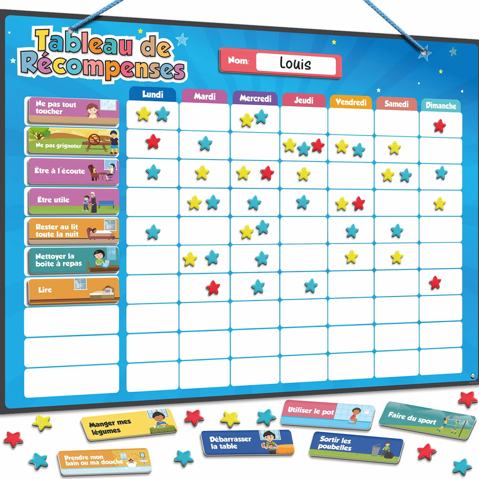 Tableau de Récompenses Magnétique pour Enfants – 80+ Tâches et 300 Étoiles – Nouvelle Version Français