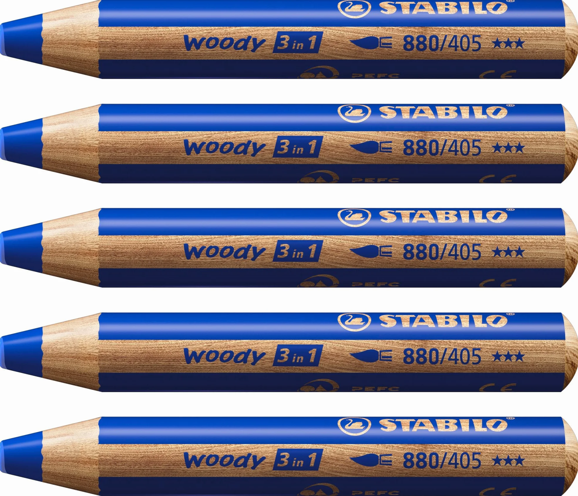 STABILO woody 3in1 Crayon de couleur Lot x5 Outremer