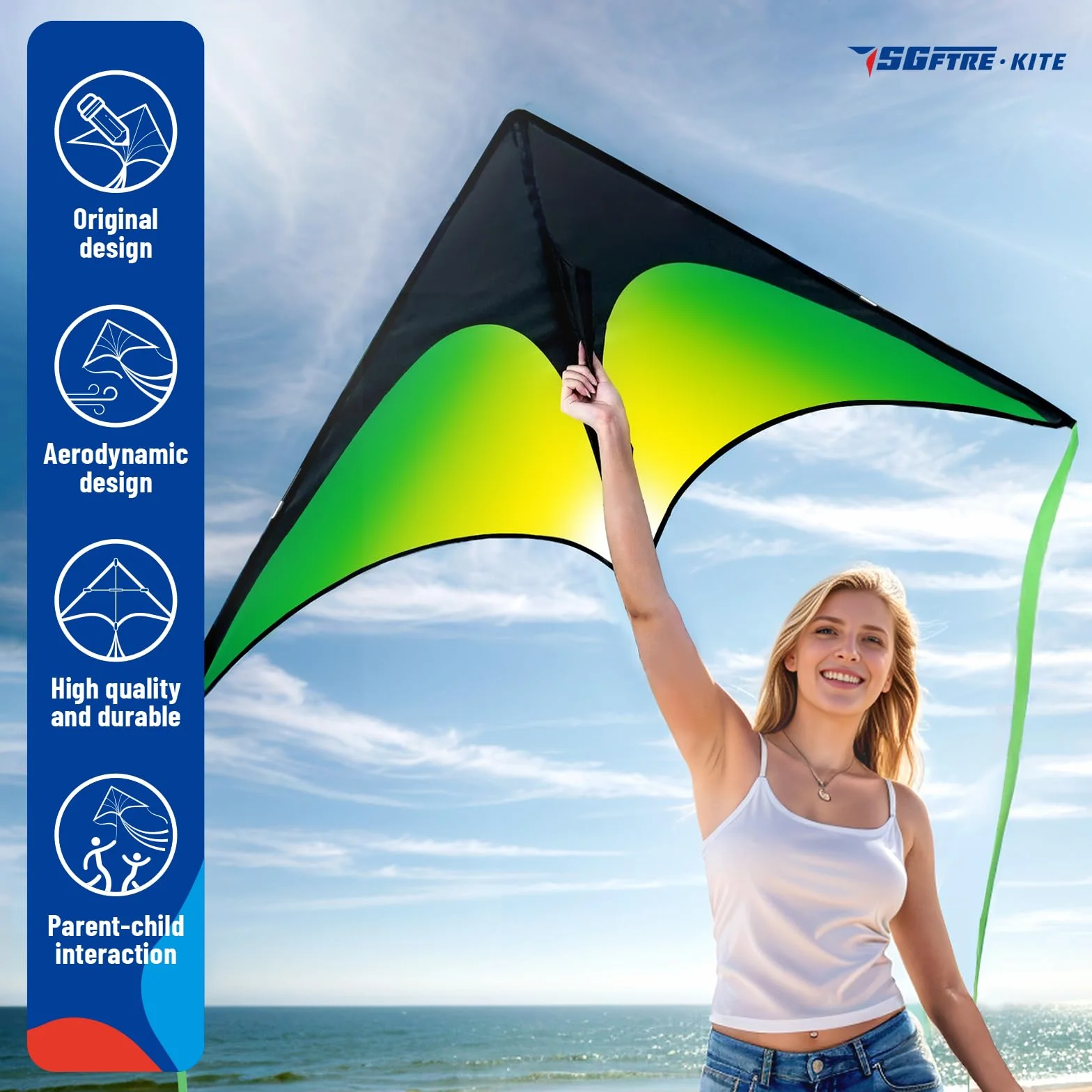 Lot de 3 cerfs-volants Delta pour enfants et adultes, faciles à voler, parfait pour parc et plage