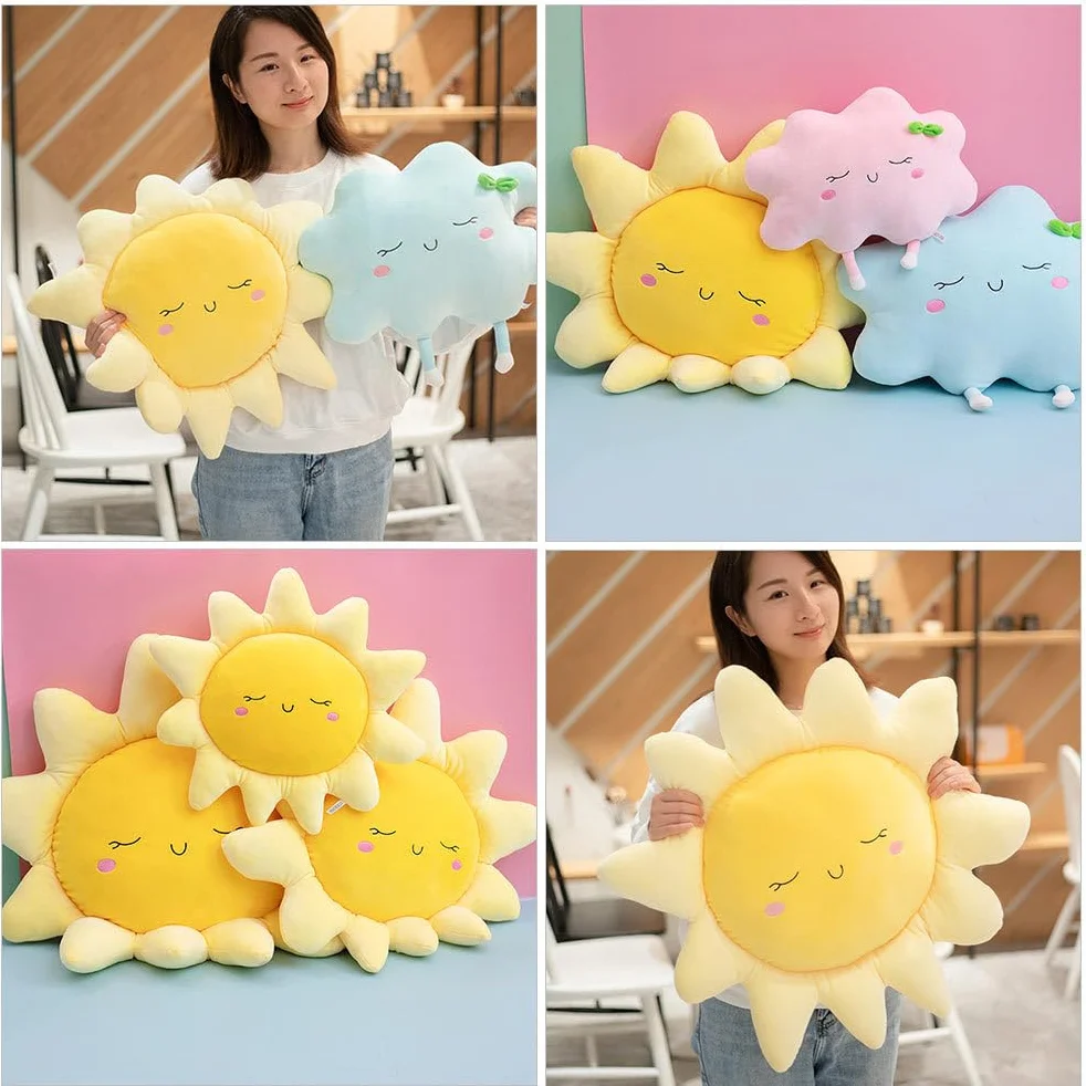 Oreiller Peluche Soleil Créatif 40x40x10cm Coussin Doux Enfants Décoration Chambre