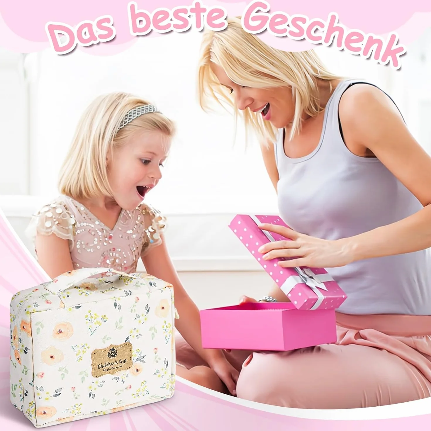 Herefun Coffret Maquillage Enfant 25 Pièces en Bois avec Trousse Maquillage