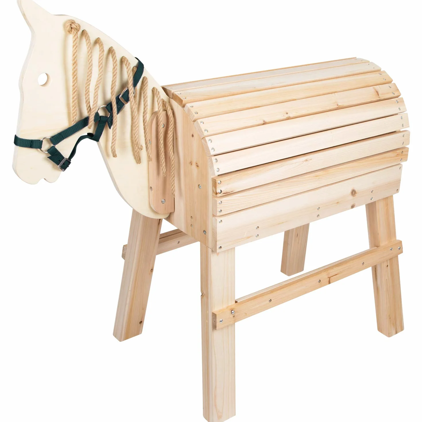 Small Foot Cheval de Bois pour Enfants à partir de 3 Ans, Aide à l'escalade et Licol, Beige