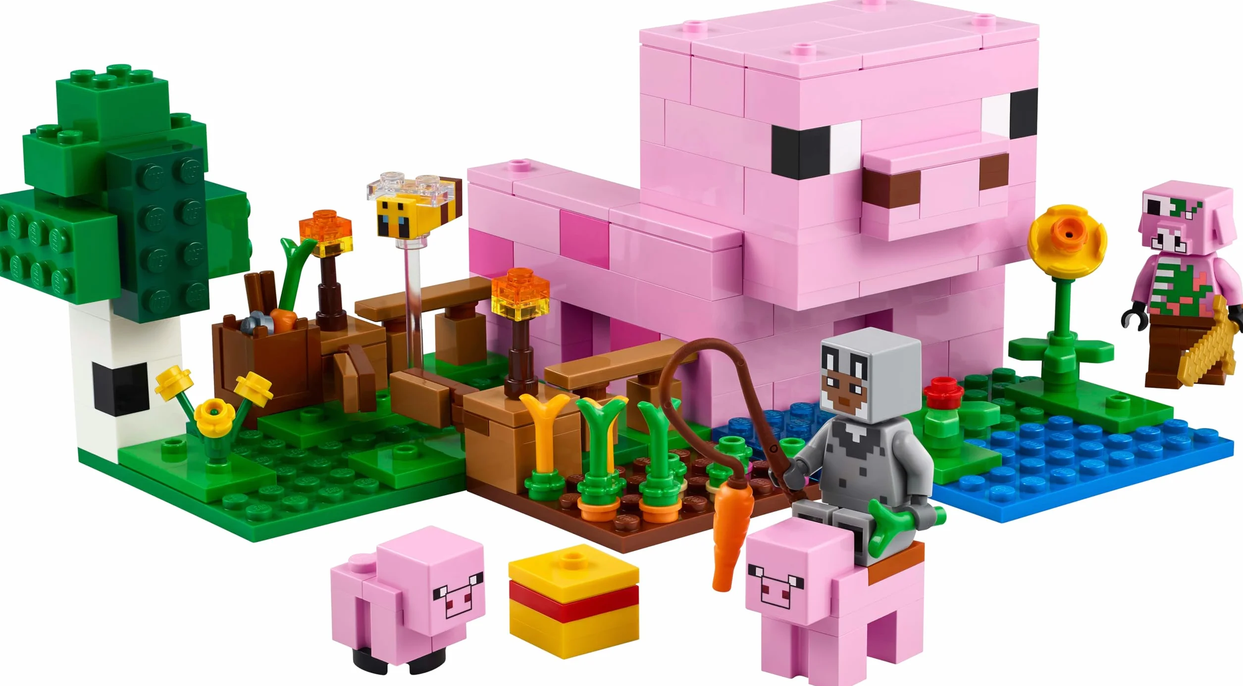 LEGO Minecraft La Maison de Porcelet 21268 Jouet de Construction Figurine Héros Mobs Ferme Biome Forêt Cadeau 7 Ans