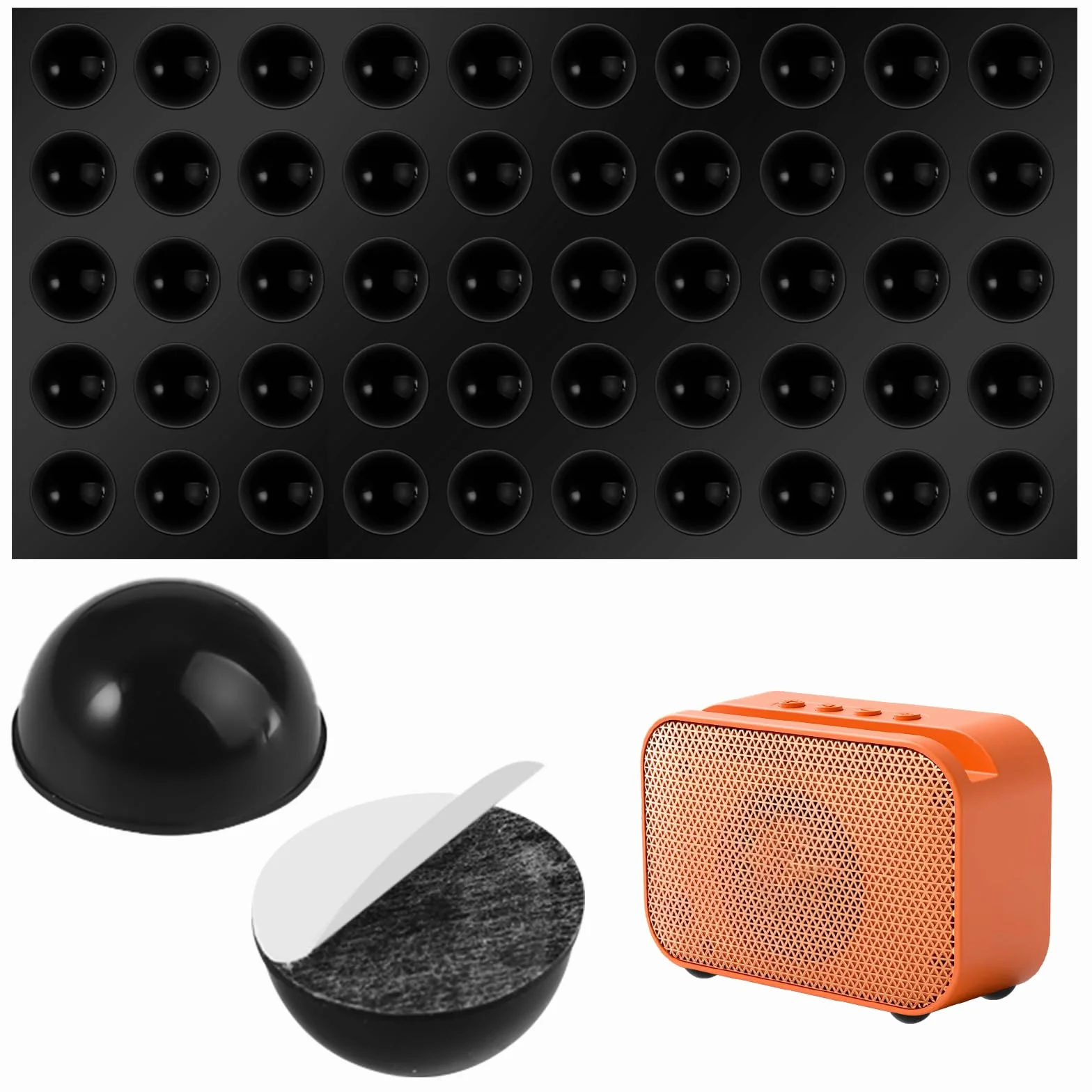 50 Pièces Tampon Caoutchouc Autocollant 18x10 mm Noir Hémisphérique Pied Isolation Haut-Parleur Anti-Collision Meubles