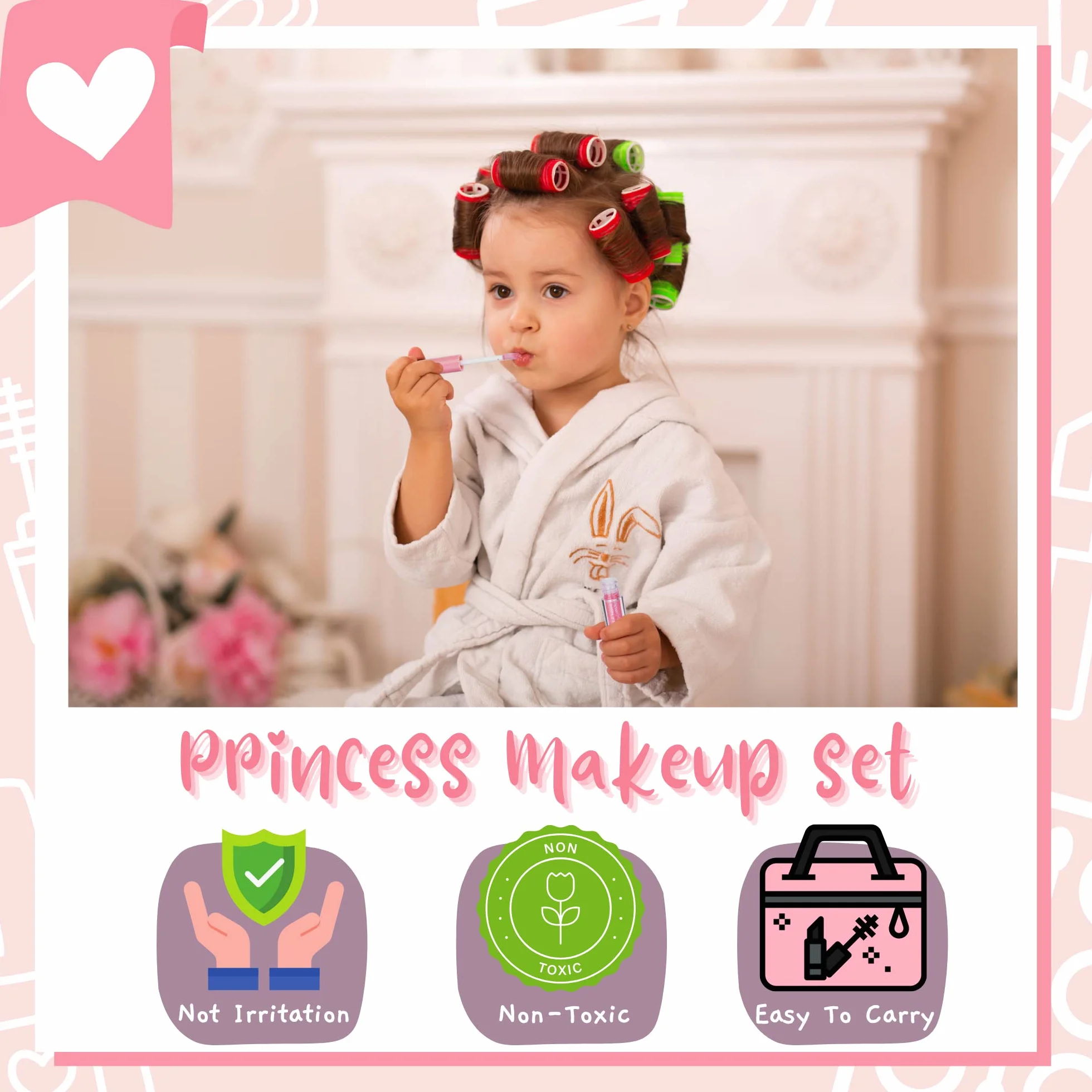Lubibi Ensemble de Maquillage Lavable pour Enfants avec Coffret, Kit de Cosmétiques Réels, Jouet Cadeau Anniversaire Noël pour Filles 3-8 Ans