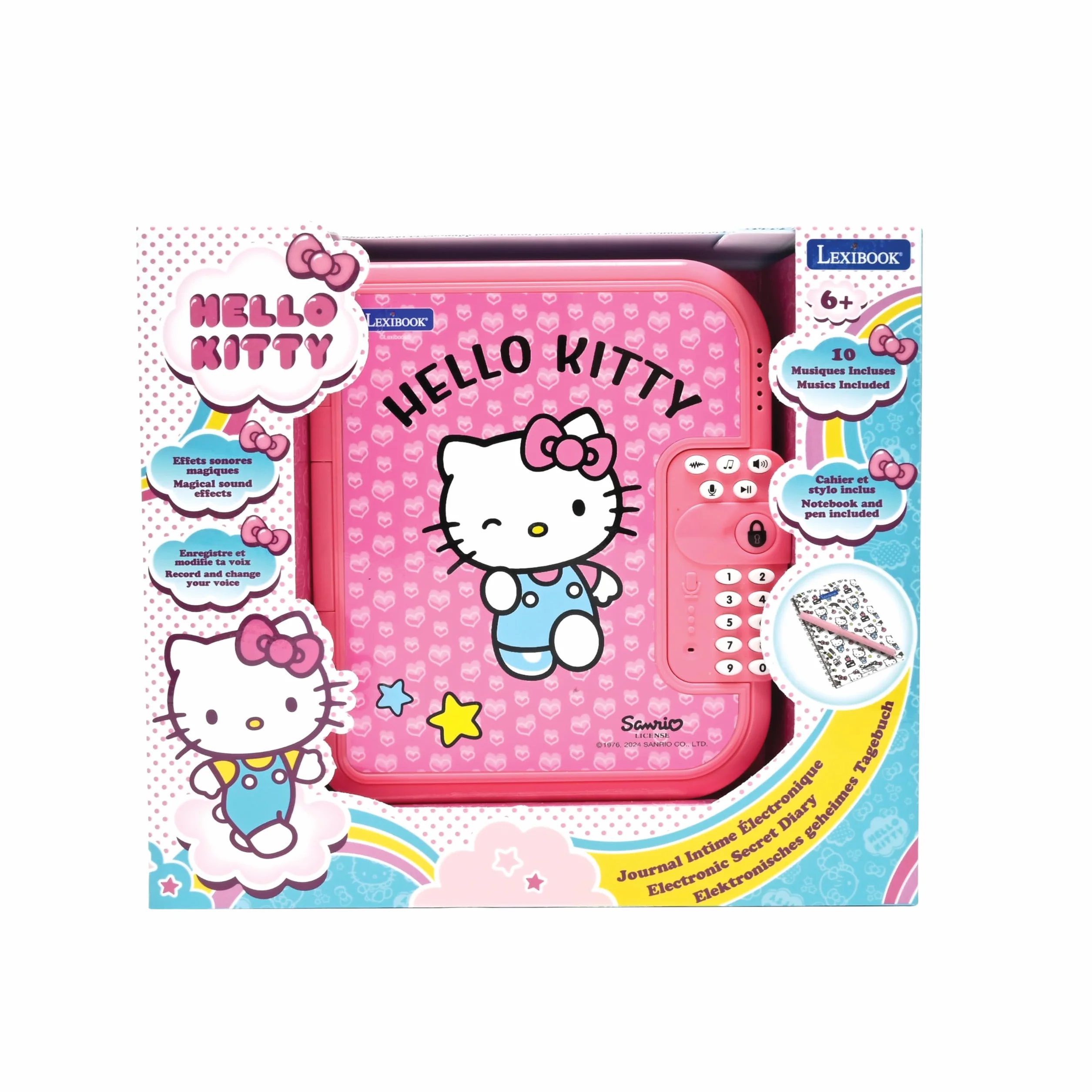 Lexibook Hello Kitty Journal intime électronique interactif avec stylo et carnet Rose/blanc SD50HK