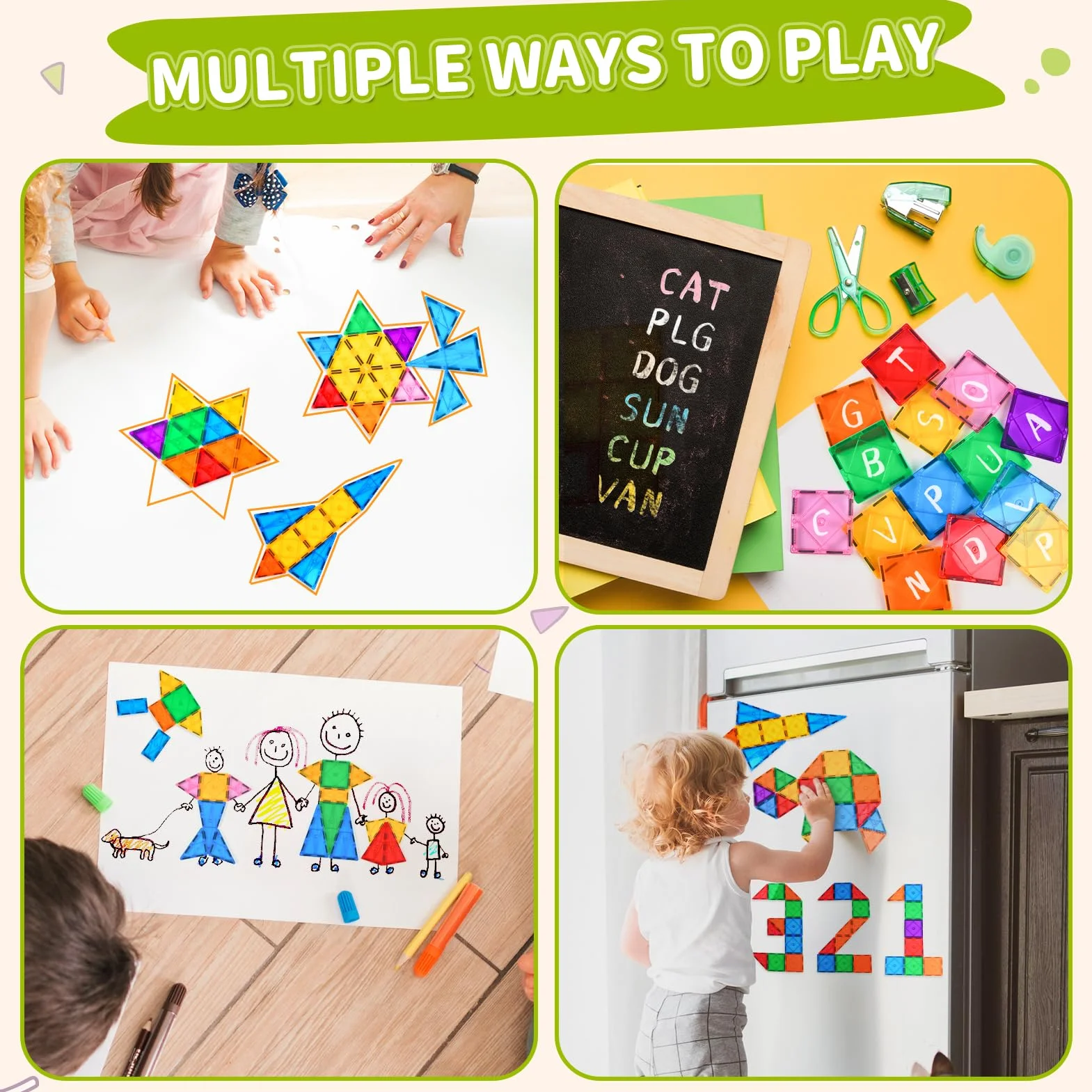 Katiago Blocs Construction Magnétiques Enfants 64 Pièces 3D Jeux Aimantés Cadeaux Noël 3-6 Ans Filles Garçons