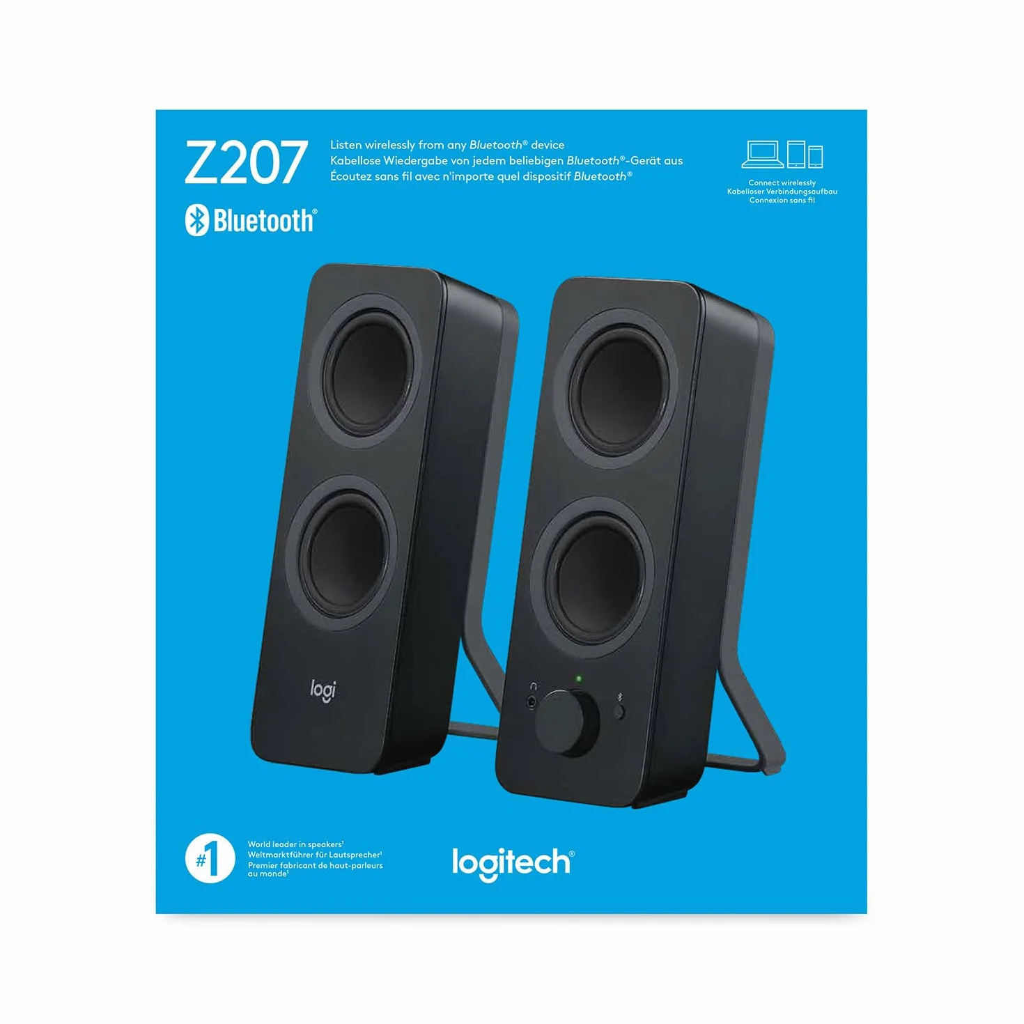 Logitech Z207 Système De Hauts-Parleurs Bluetooth 10W PC, Son Stéréo, Entrée Audio 3,5 mm, Prise Casque, Noir