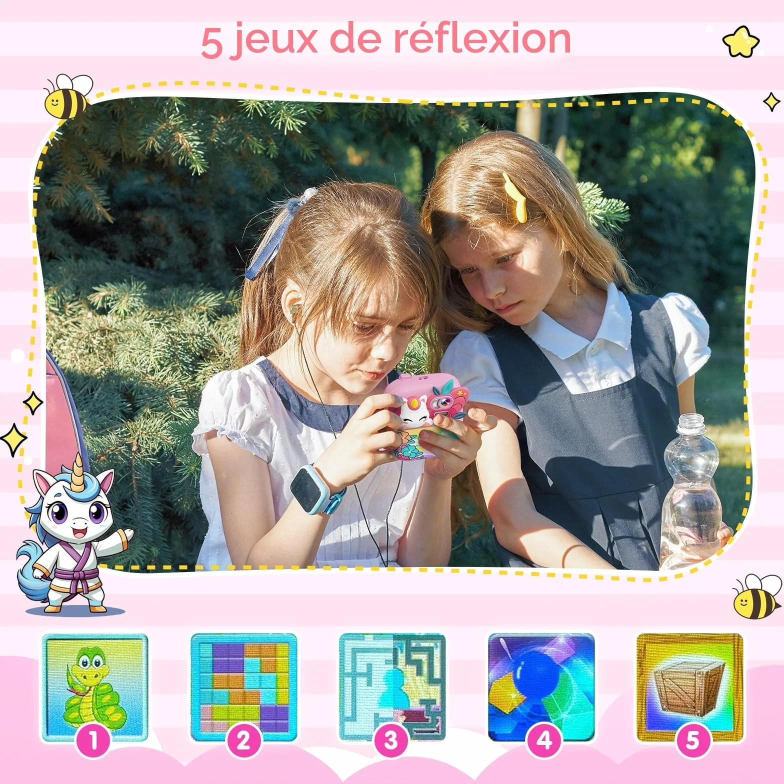 TIATUA Appareil Photo Instantané Enfant, 2,4" Écran 1080P HD avec Carte 32GB, Cadeau Filles Garçons 3-12 Ans