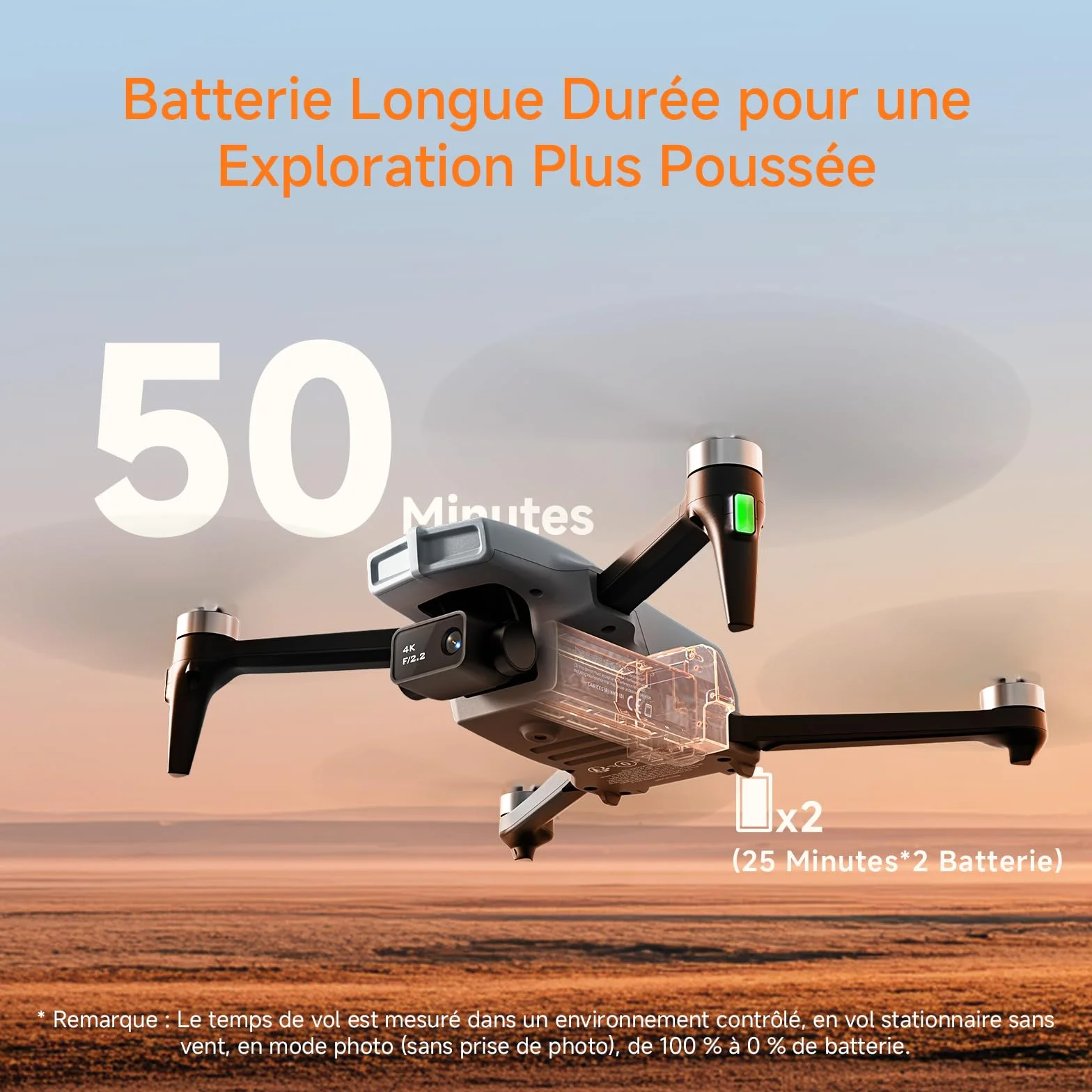 Ameta S20 Drone avec Camera 4K, GPS Drone pour Adultes et Enfants avec Retour Automatique/ 50min de Vol/Mode Intelligent/Suiveur/Contrôle par Gestes, FPV Mini Drone Moins de 249g